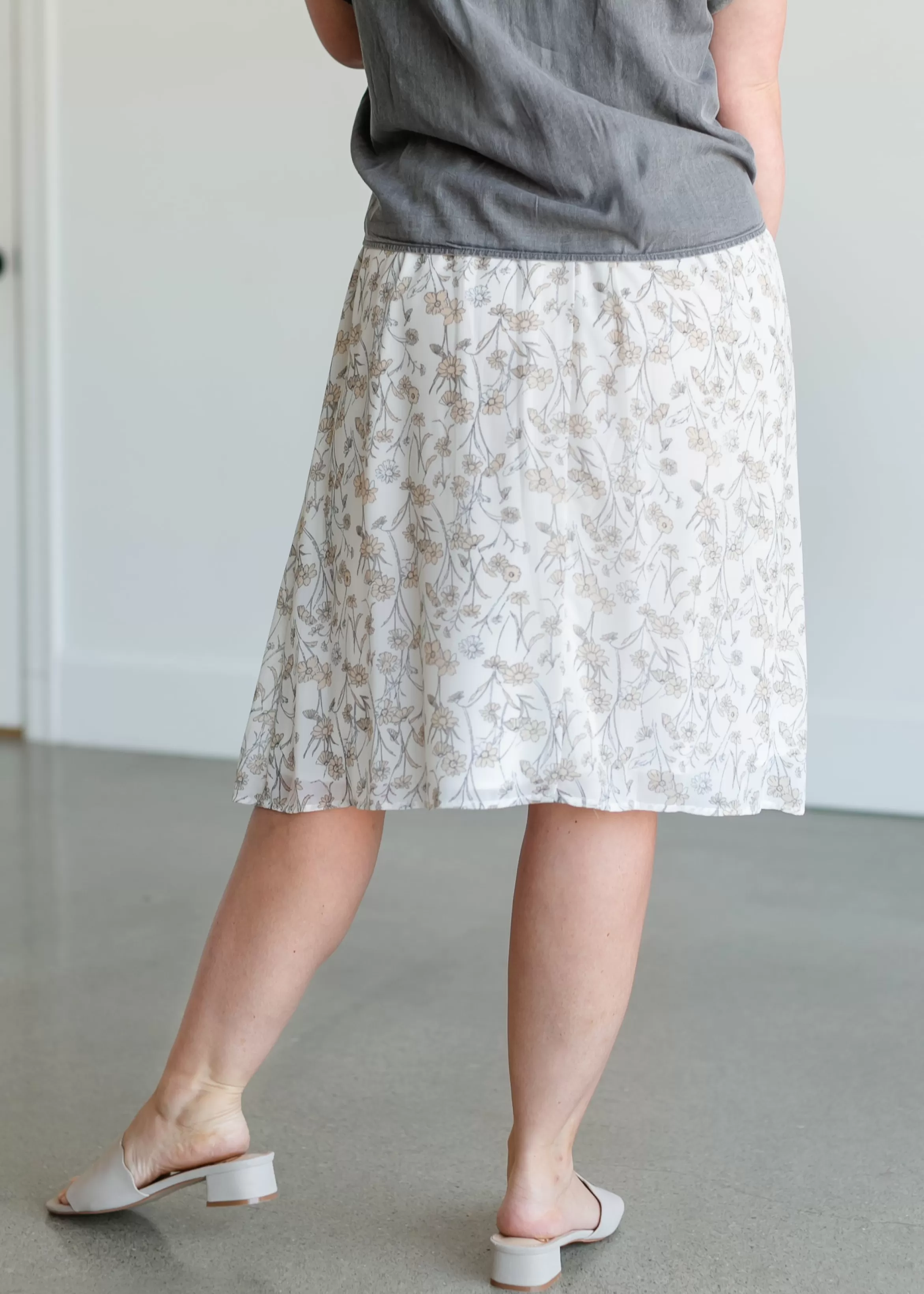 Mikarose A-Line Vintage Floral Midi Skirt Shop