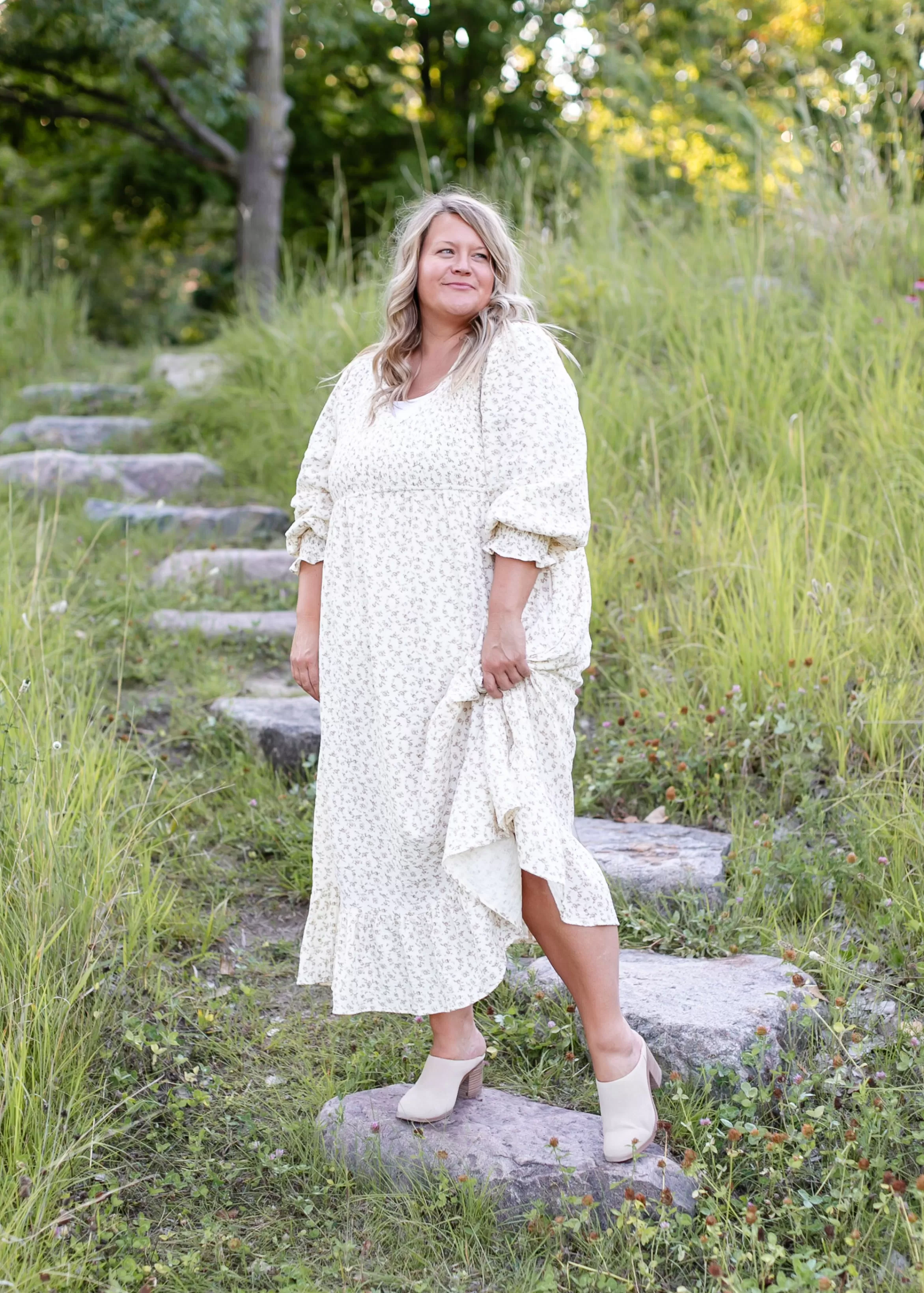 * Ariella Long Sleeve Floral Smocked Maxi Dress Sale