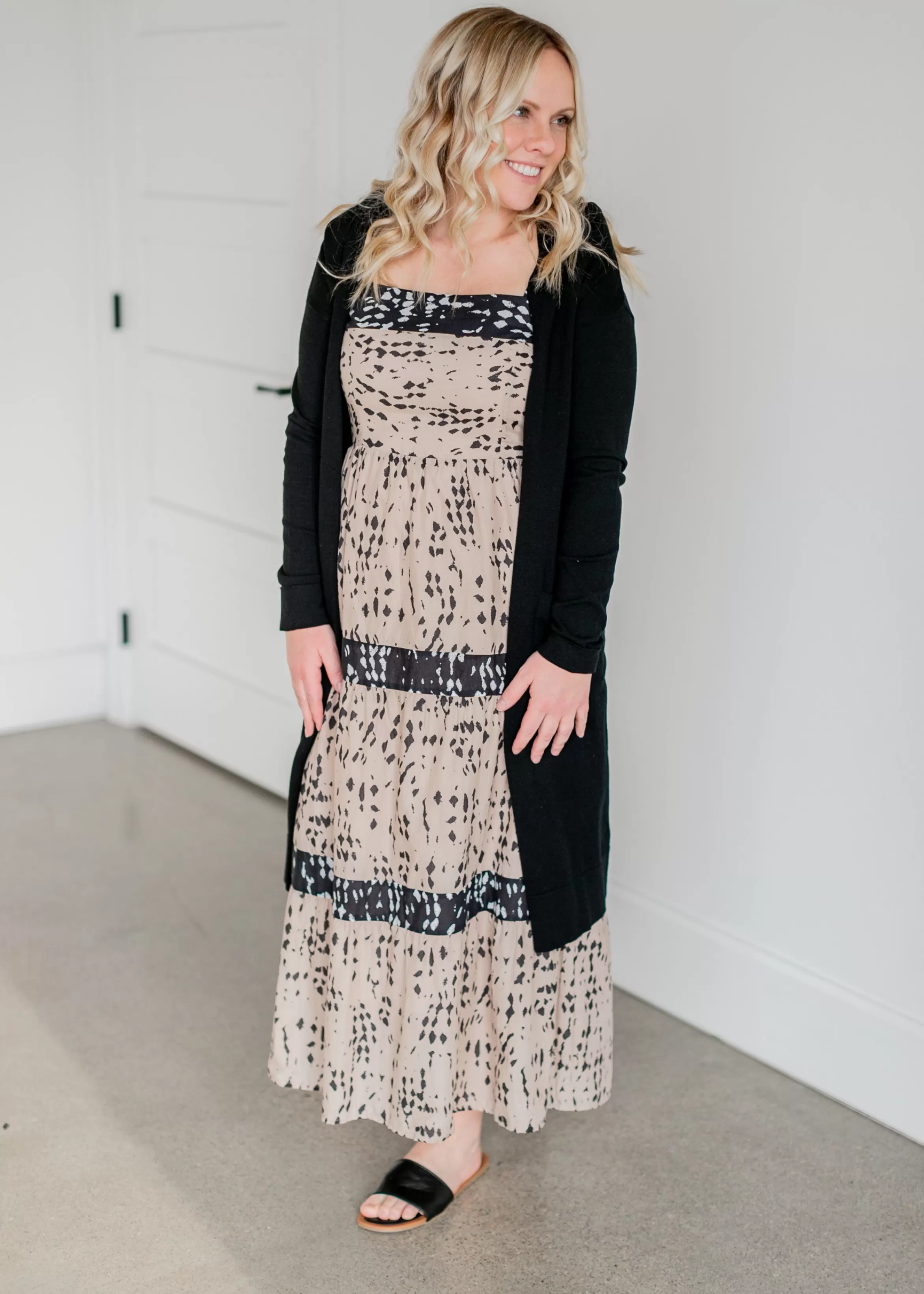 Heartloom Astra Speckled Black & Tan Maxi Dress Store
