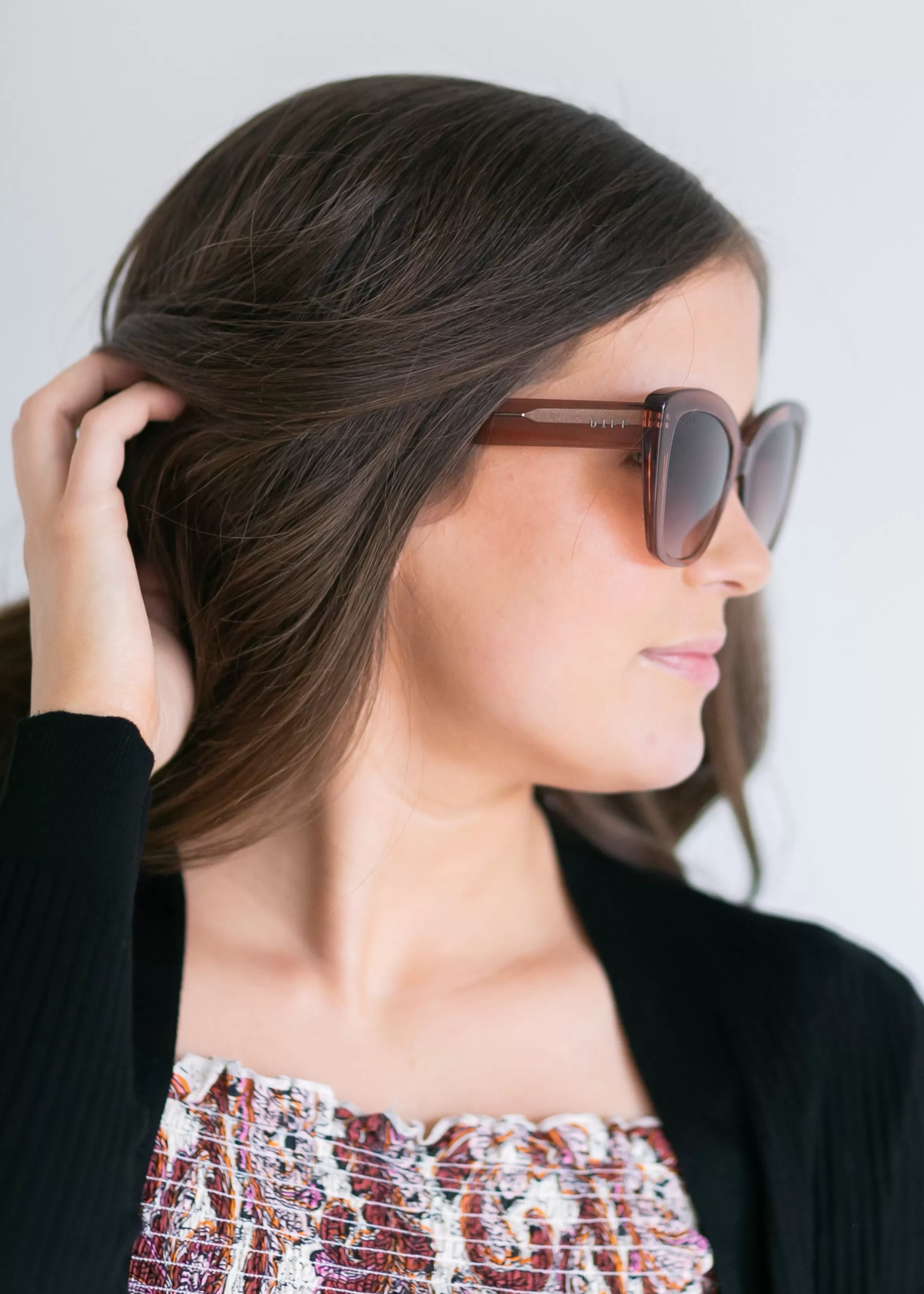 DIFF Aurora Clear Brown Cat Eye Sunglasses Shop