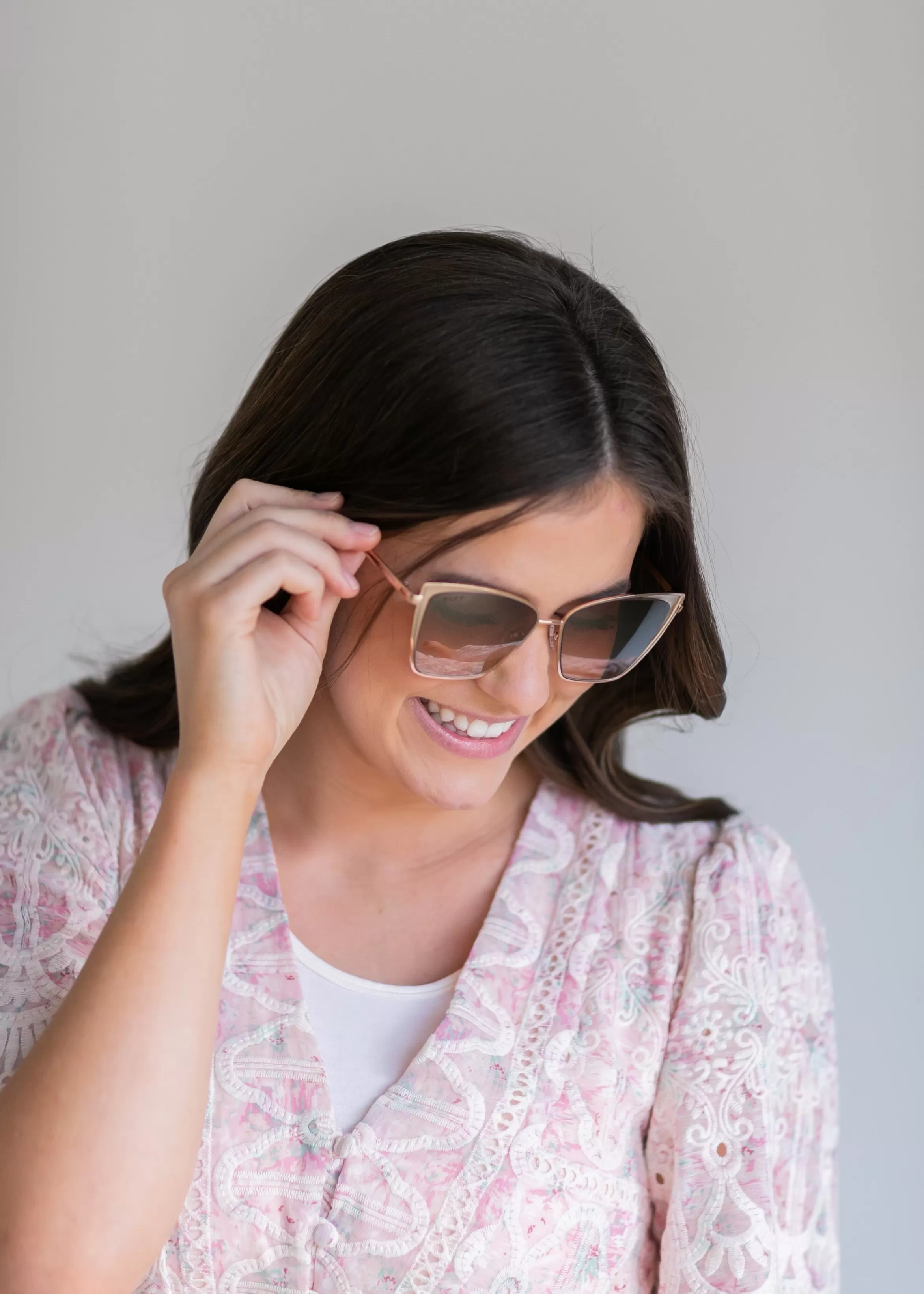 DIFF Becky Rose Gold Brown Gradient Lens Sunglasses Discount