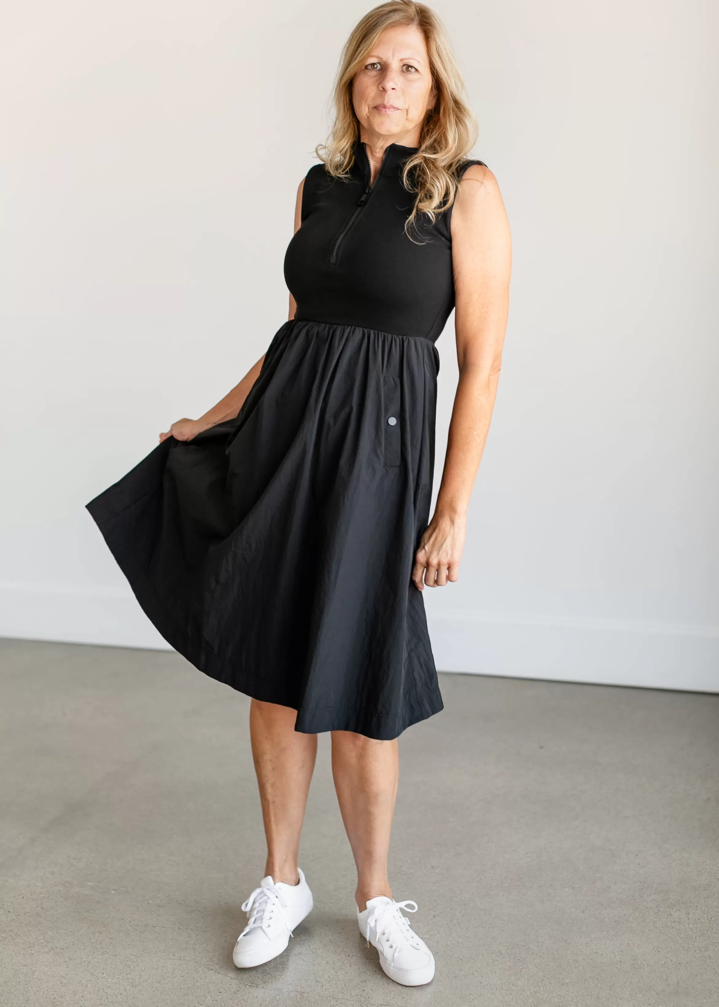 Steve Madden Berlin Half-Zip Sleeveless Midi Dress Fashion