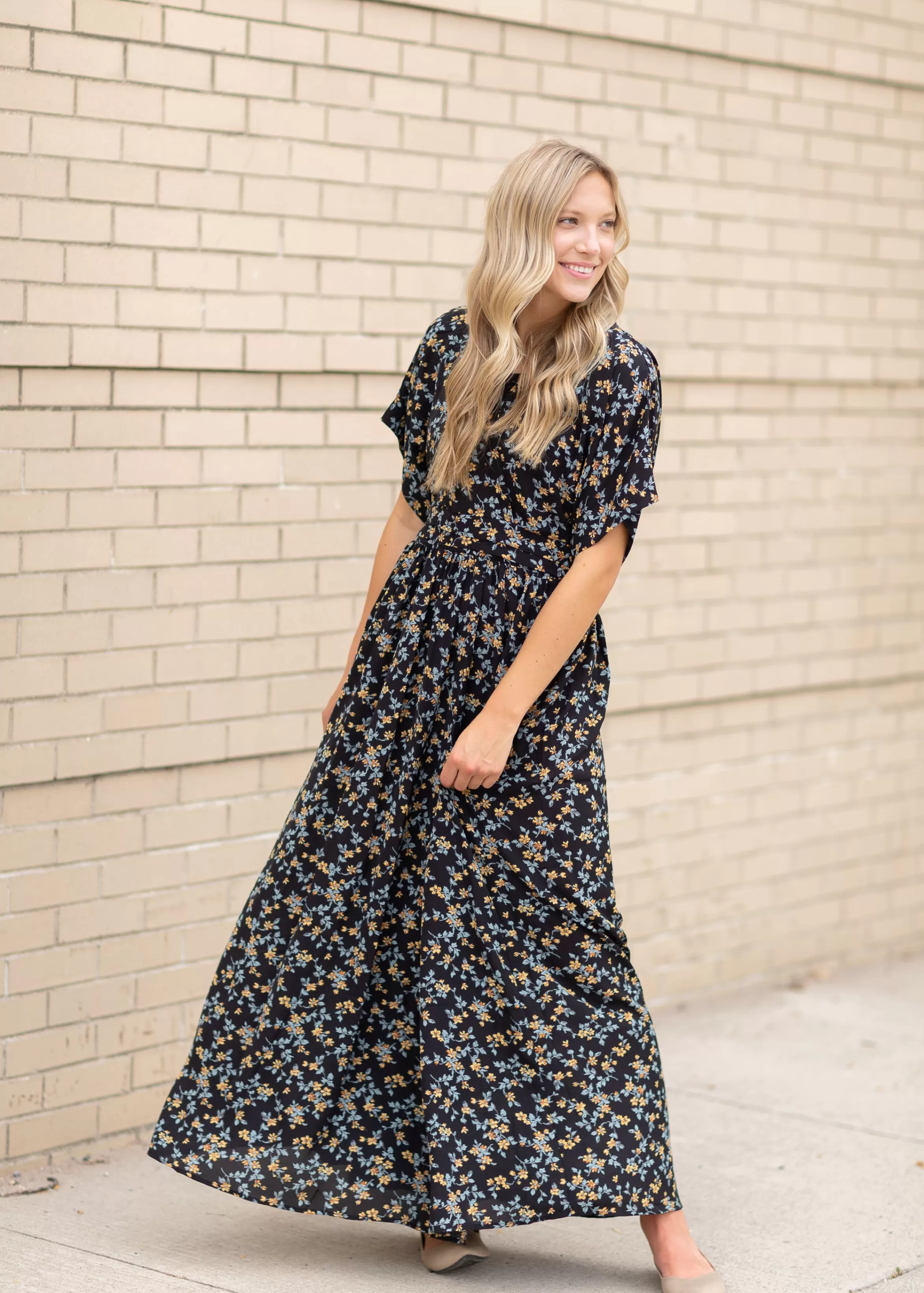 Pinch Black Floral V-Neck Maxi Dress Store