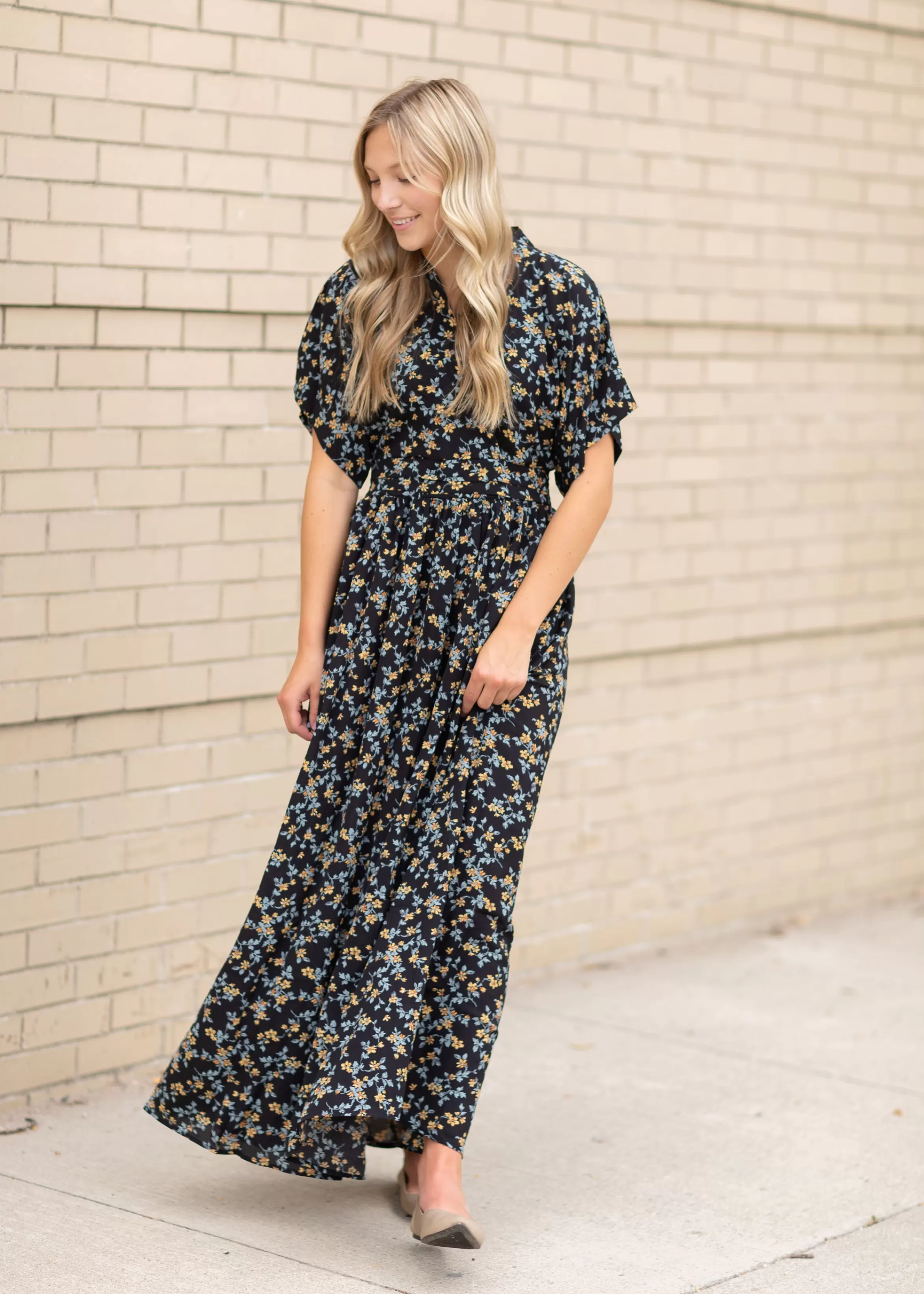 Pinch Black Floral V-Neck Maxi Dress Store