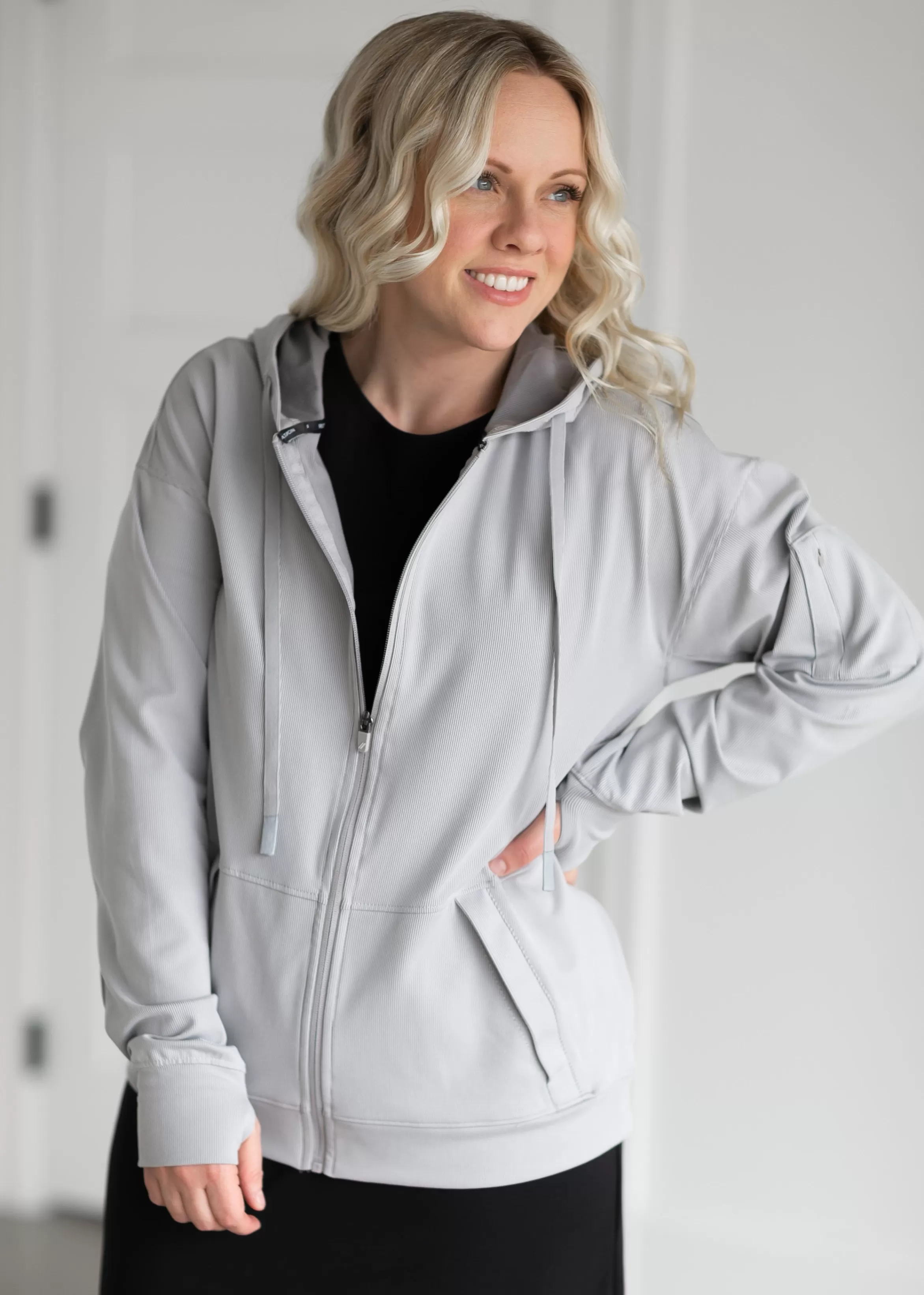 Thread & Supply Brianne Active Ribbed Zip Up Hoodie Fashion