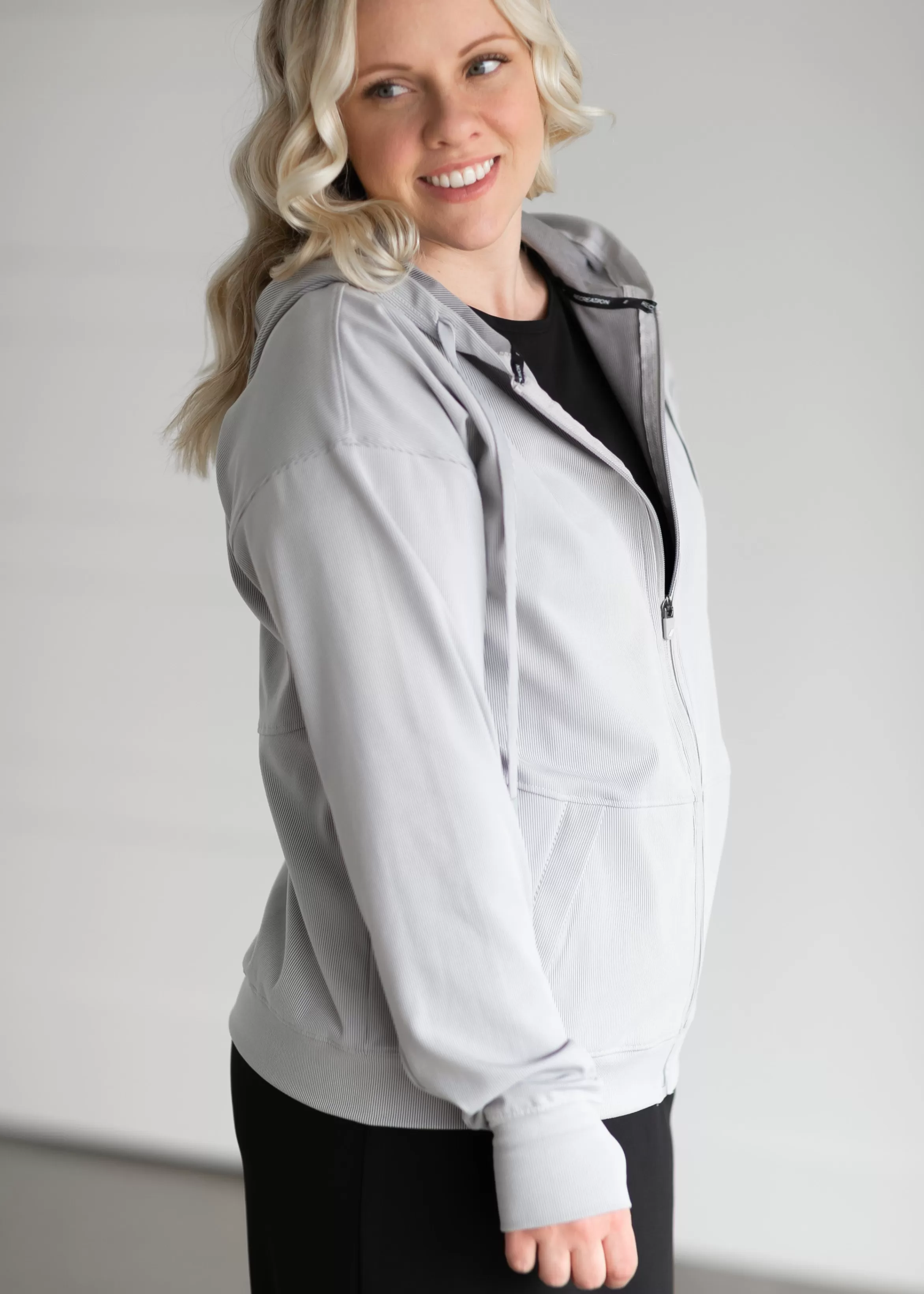 Thread & Supply Brianne Active Ribbed Zip Up Hoodie Fashion