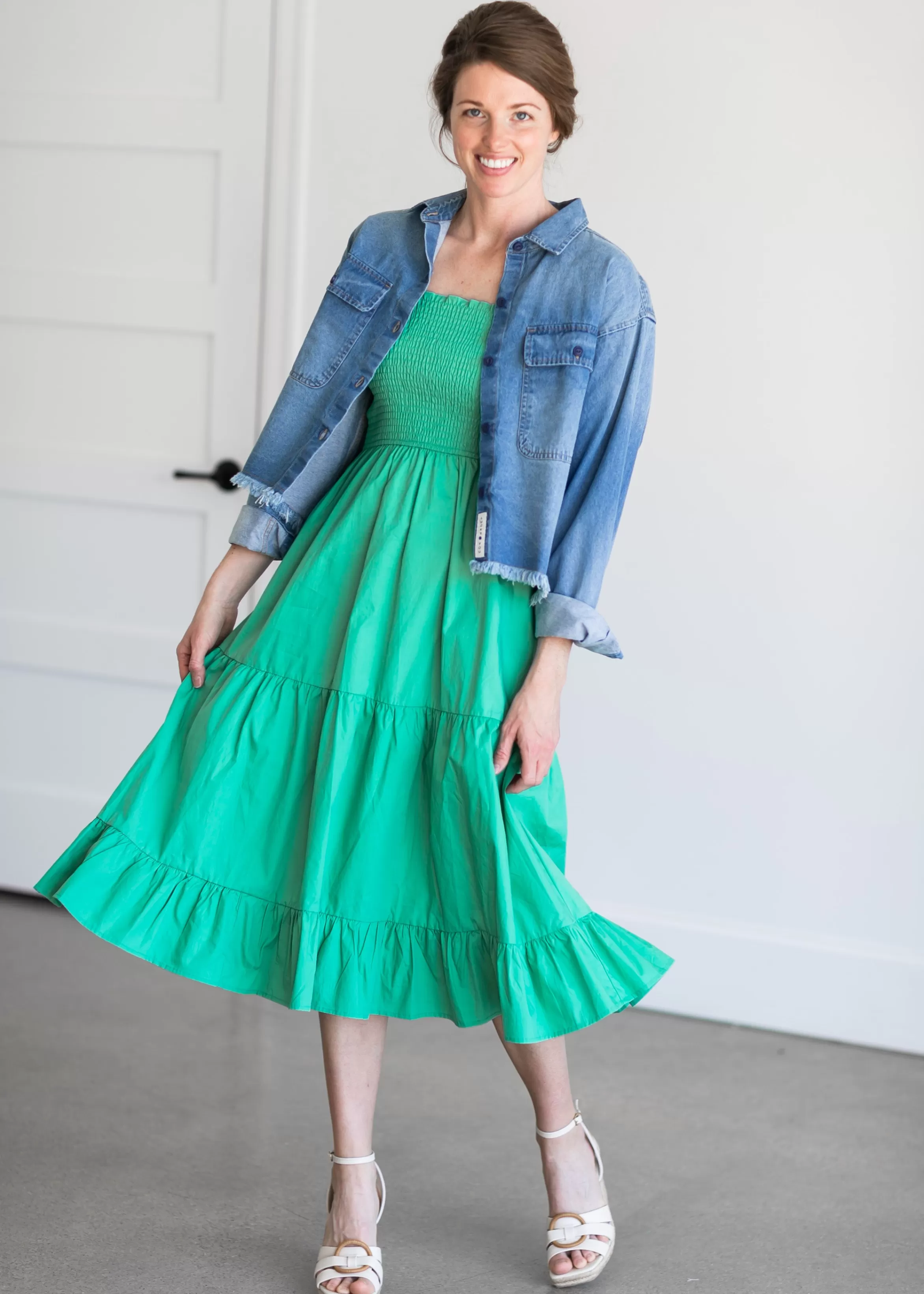 THML Bright Smocked Sleeveless Maxi Dress Online
