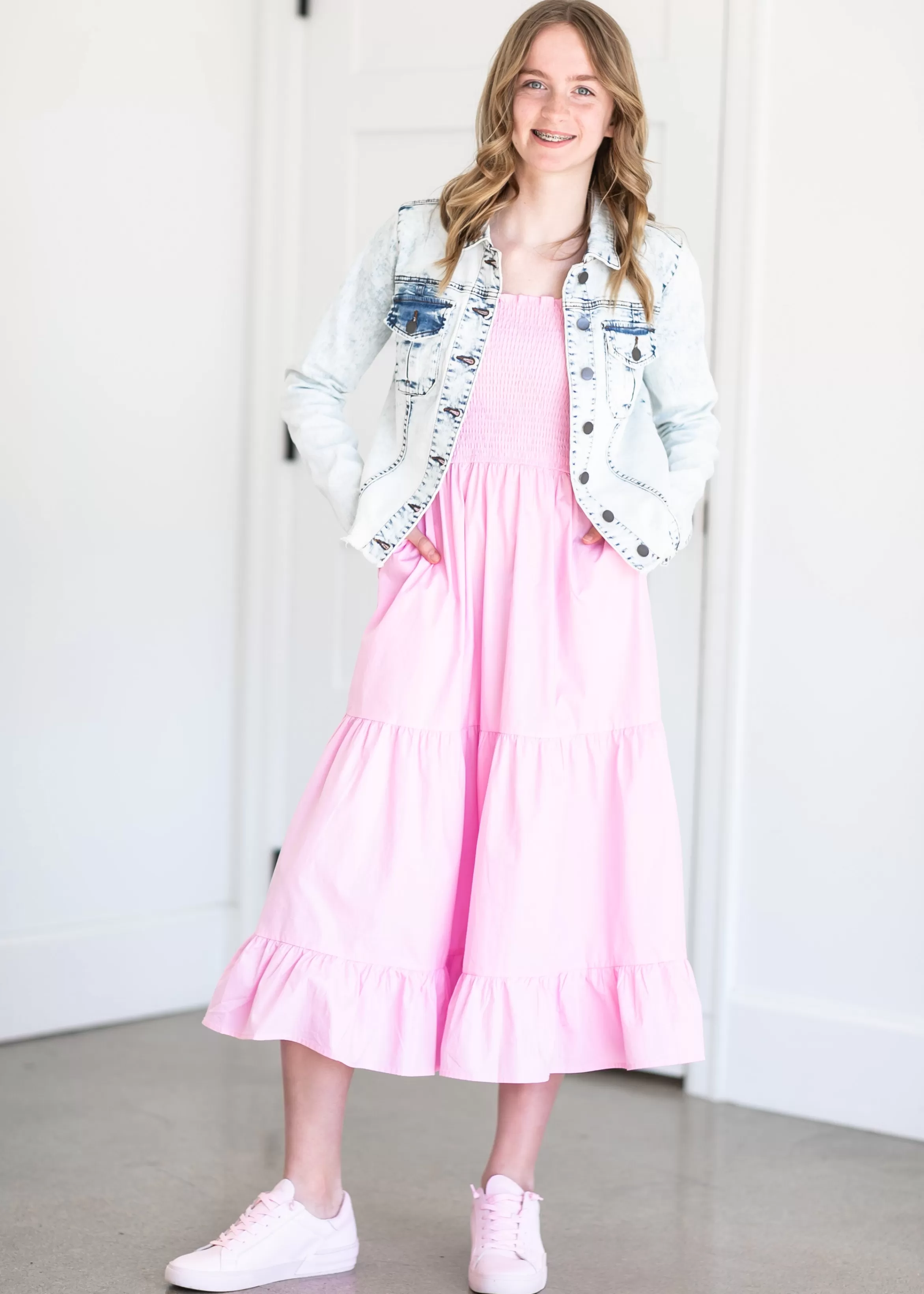 THML Bright Smocked Sleeveless Maxi Dress Online