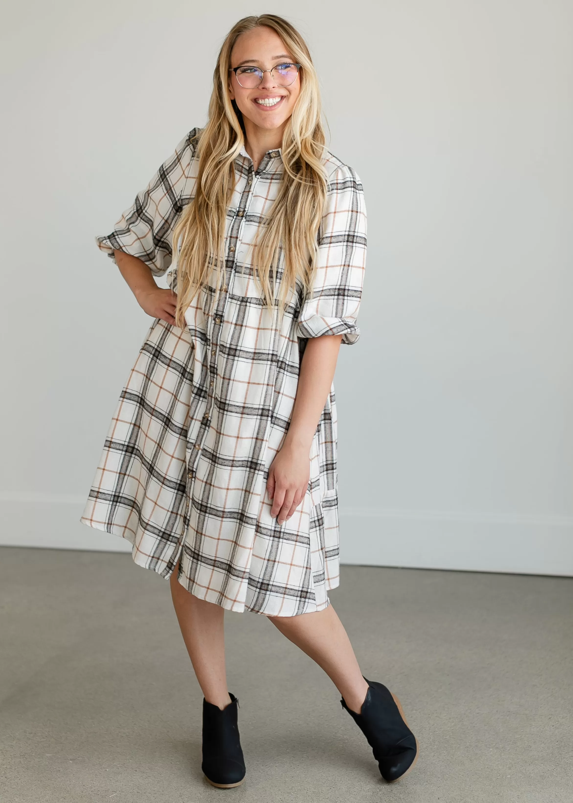 Polagram + BaeVely Button Up Plaid Midi Shirtdress Sale