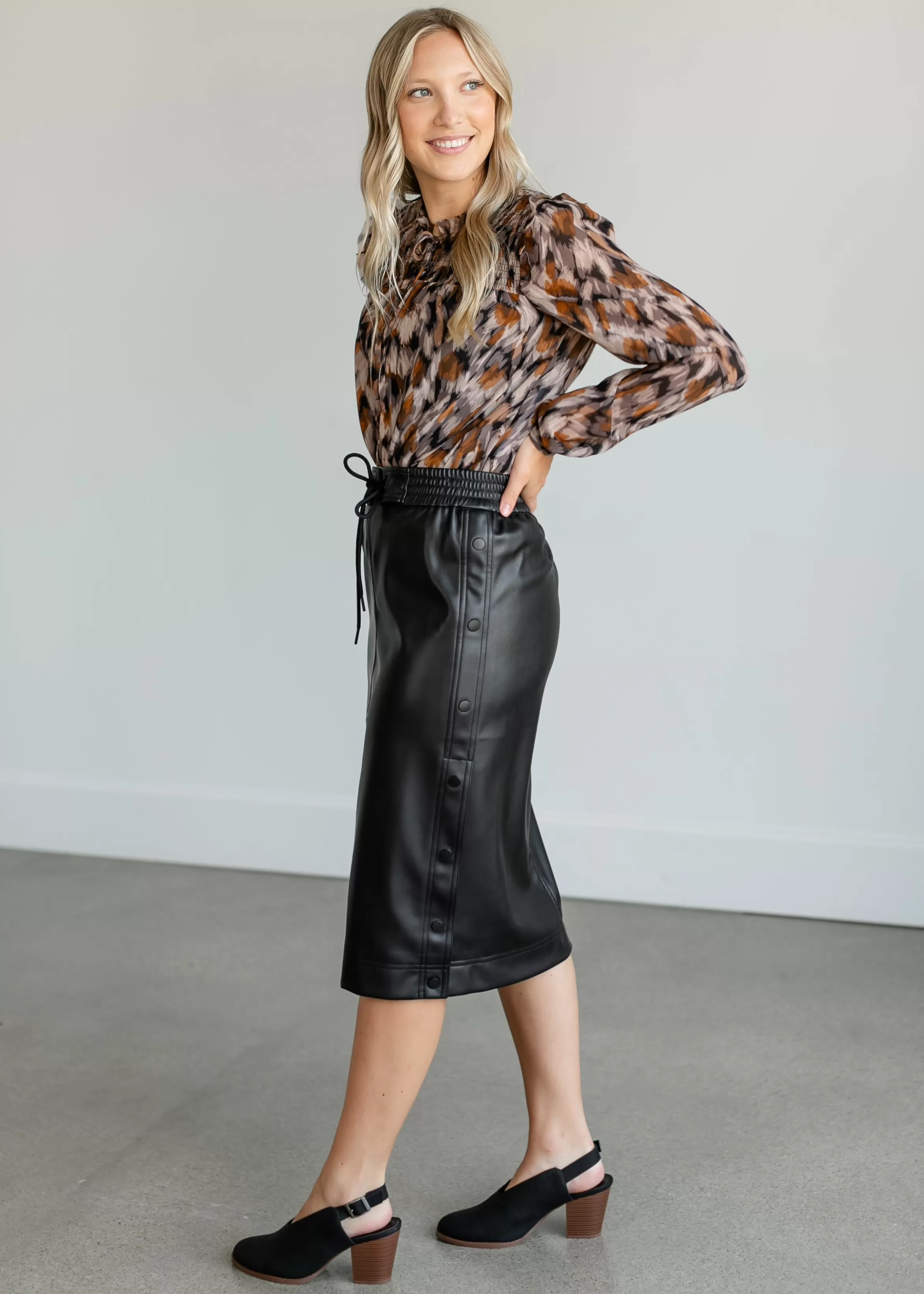 Steve Madden Carla Vegan Leather Midi Skirt New