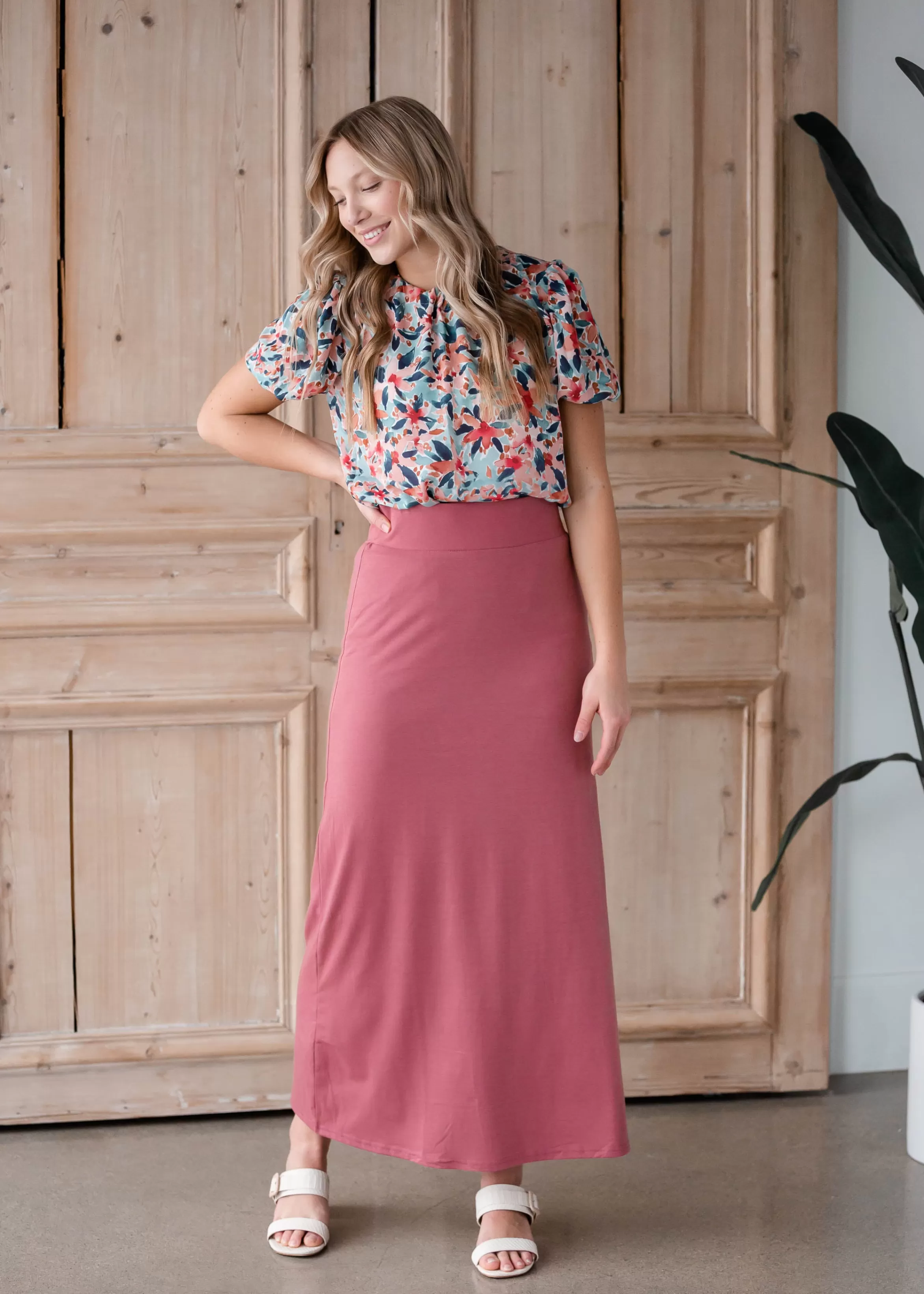 * Clarise Dusty Rose Premium Knit Maxi Skirt Flash Sale