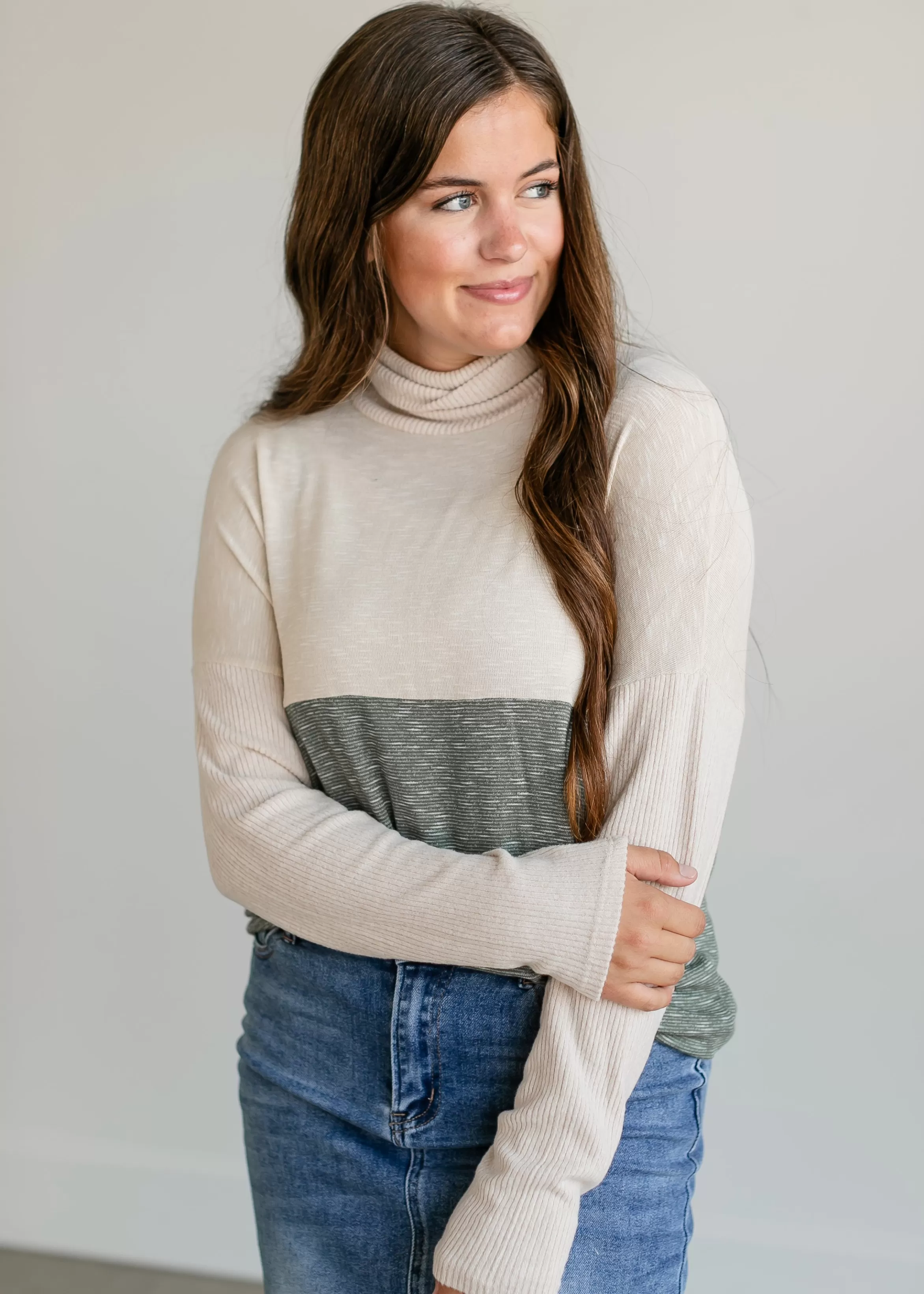 Staccato Colorblock Knit Turtleneck Top Store