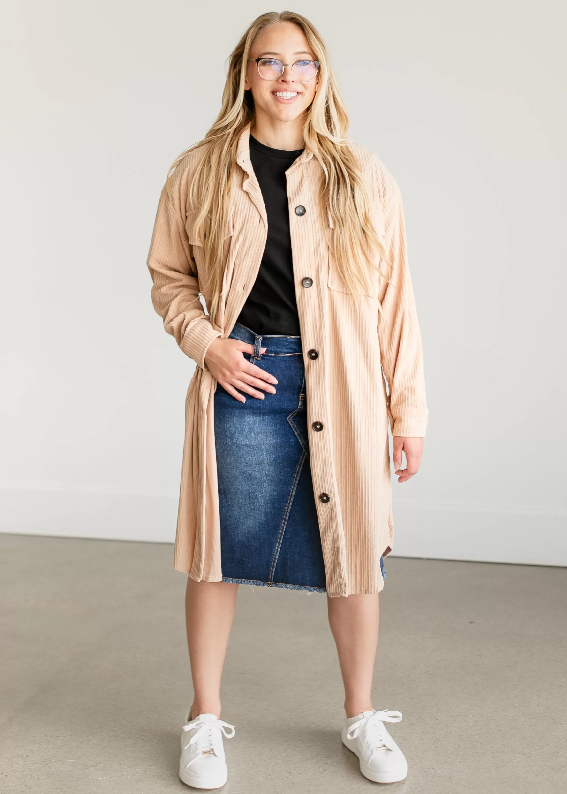 Staccato Corduroy Duster Long Shacket Sale