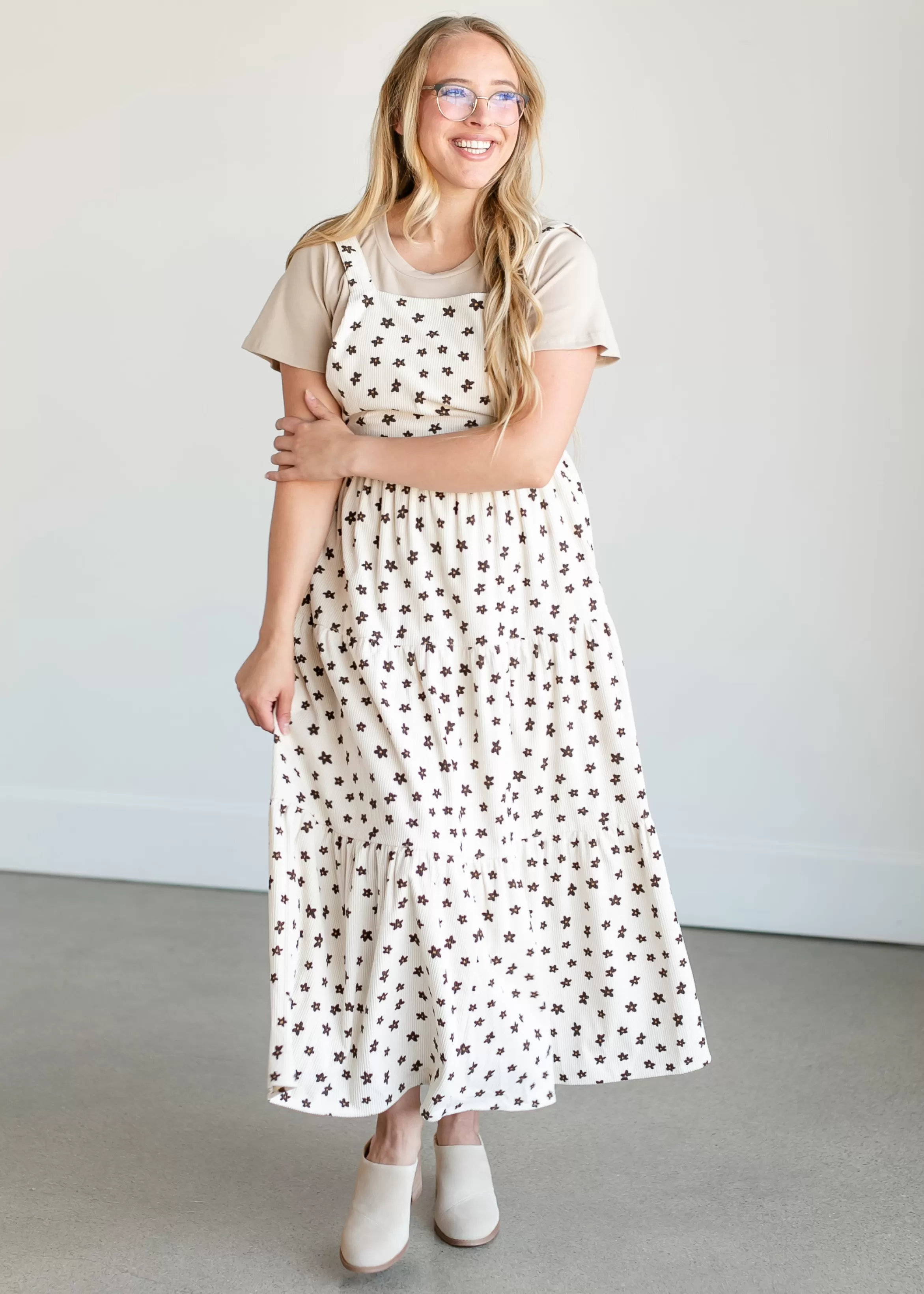 Polagram + BaeVely Corduroy Floral Overall Maxi Dress Cheap