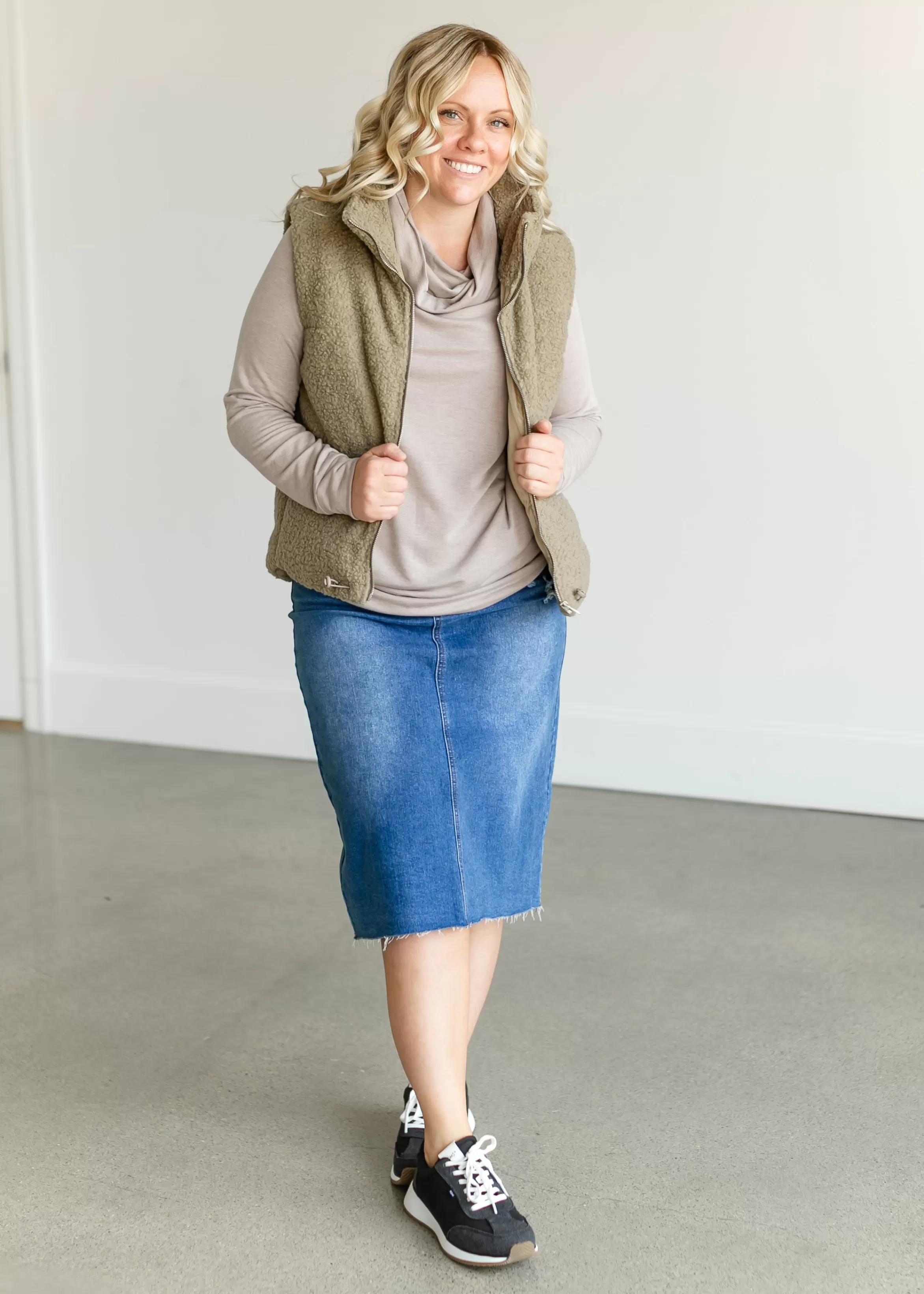 Staccato Cowl Neck French Terry Top Discount