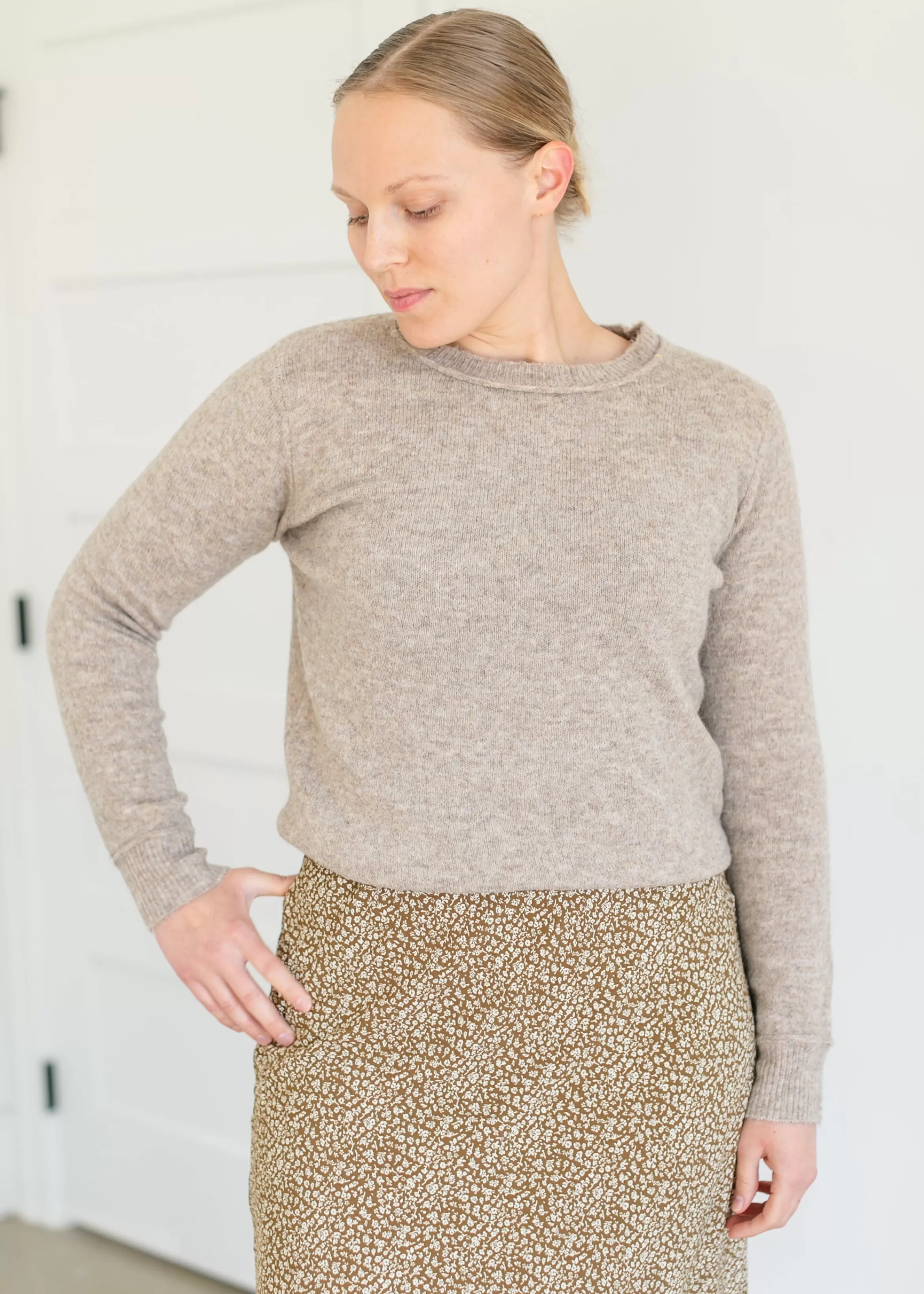 Be Cool Crewneck Marled Knit Sweater Hot