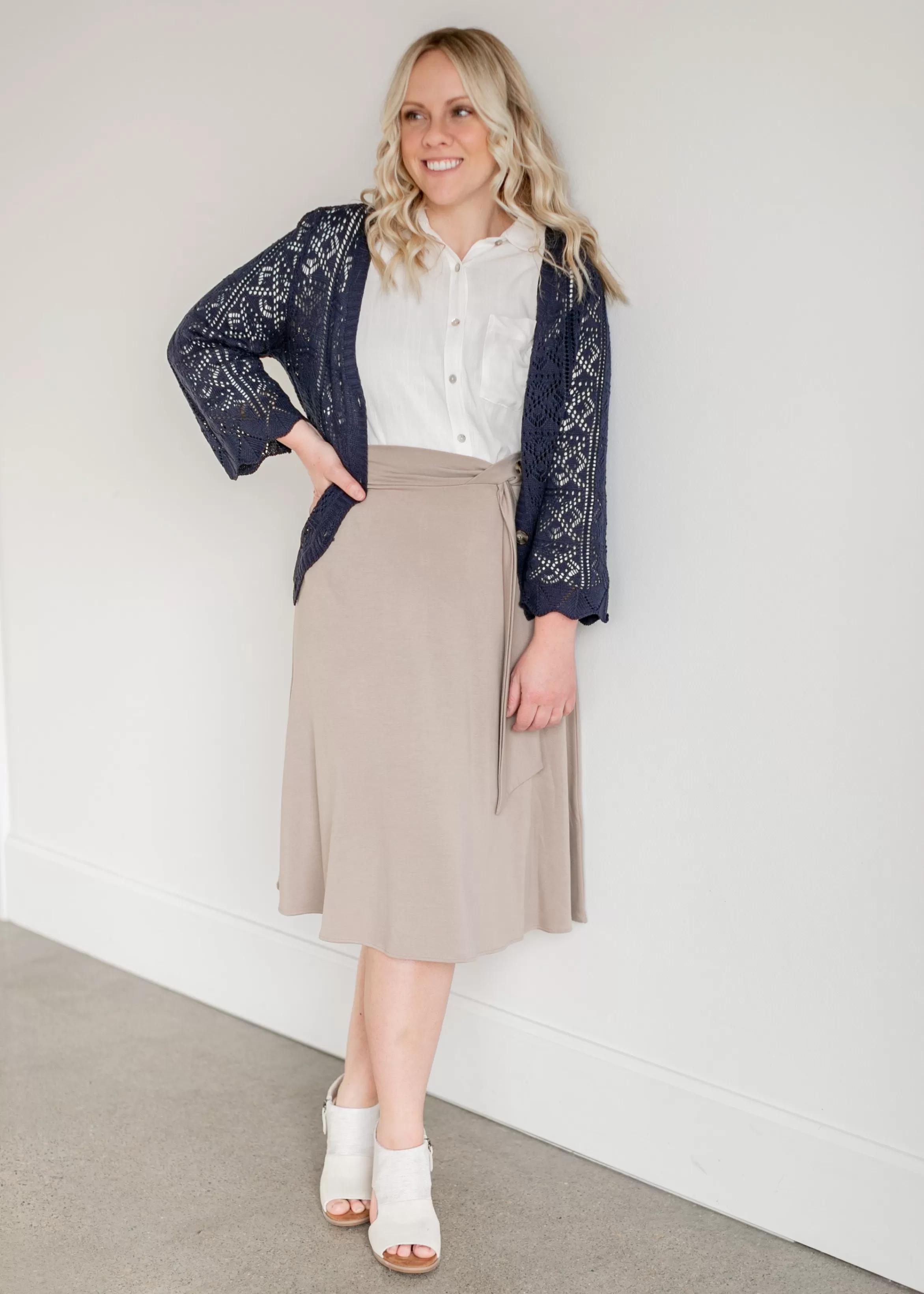 Staccato Crochet Bell Sleeve Button Down Cardigan Flash Sale