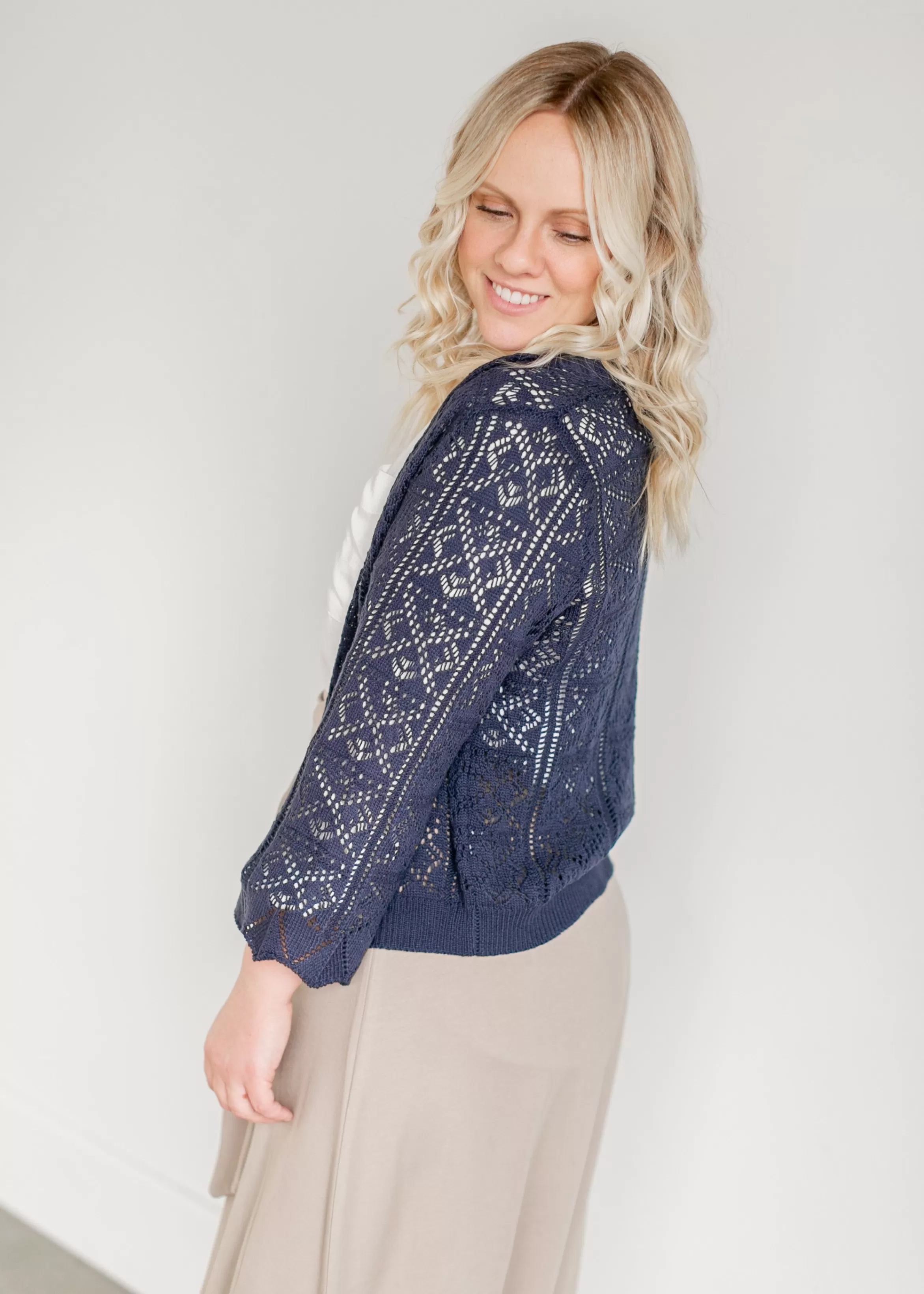 Staccato Crochet Bell Sleeve Button Down Cardigan Flash Sale