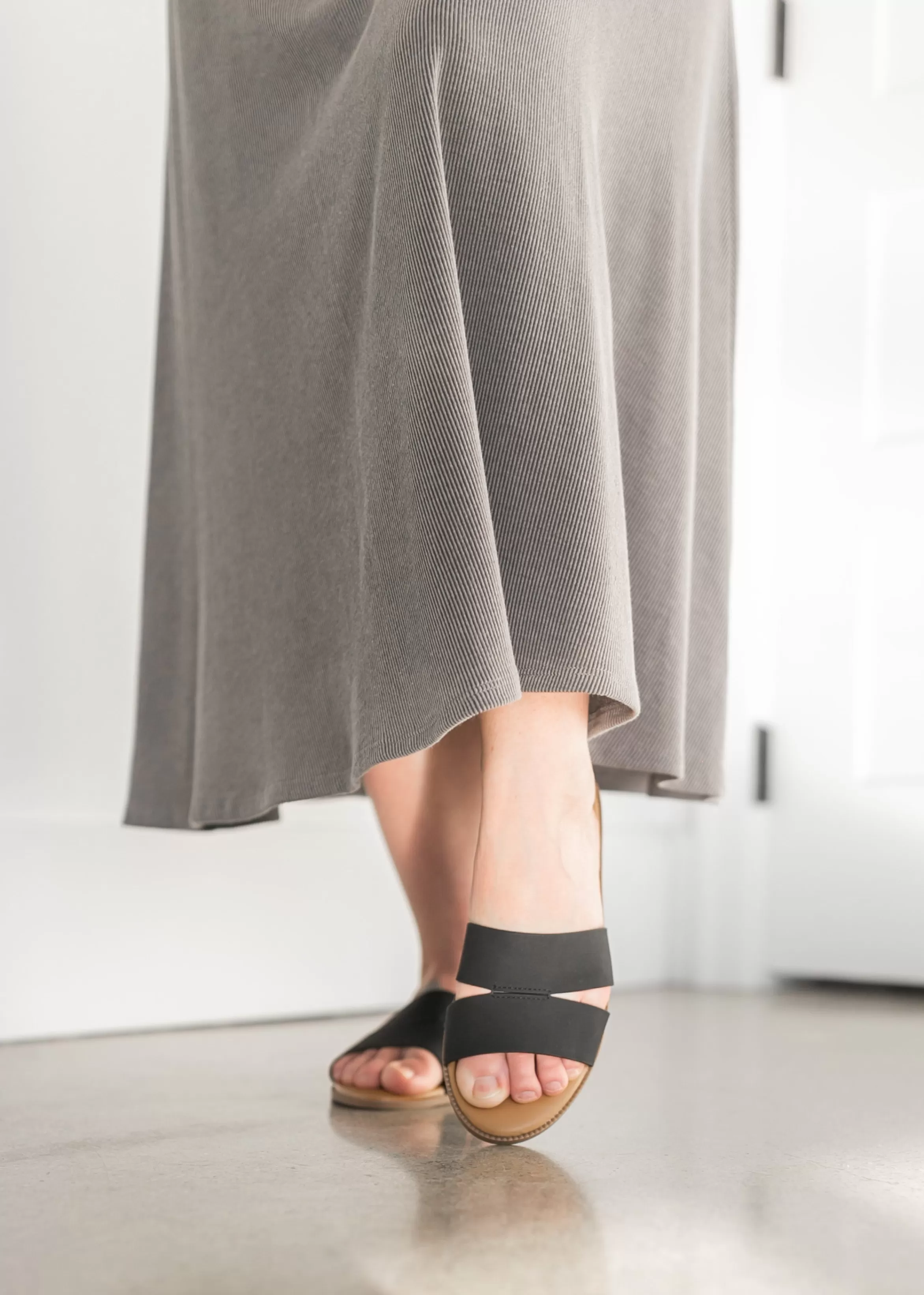 Qupid Cutout Black Slide Sandals Store