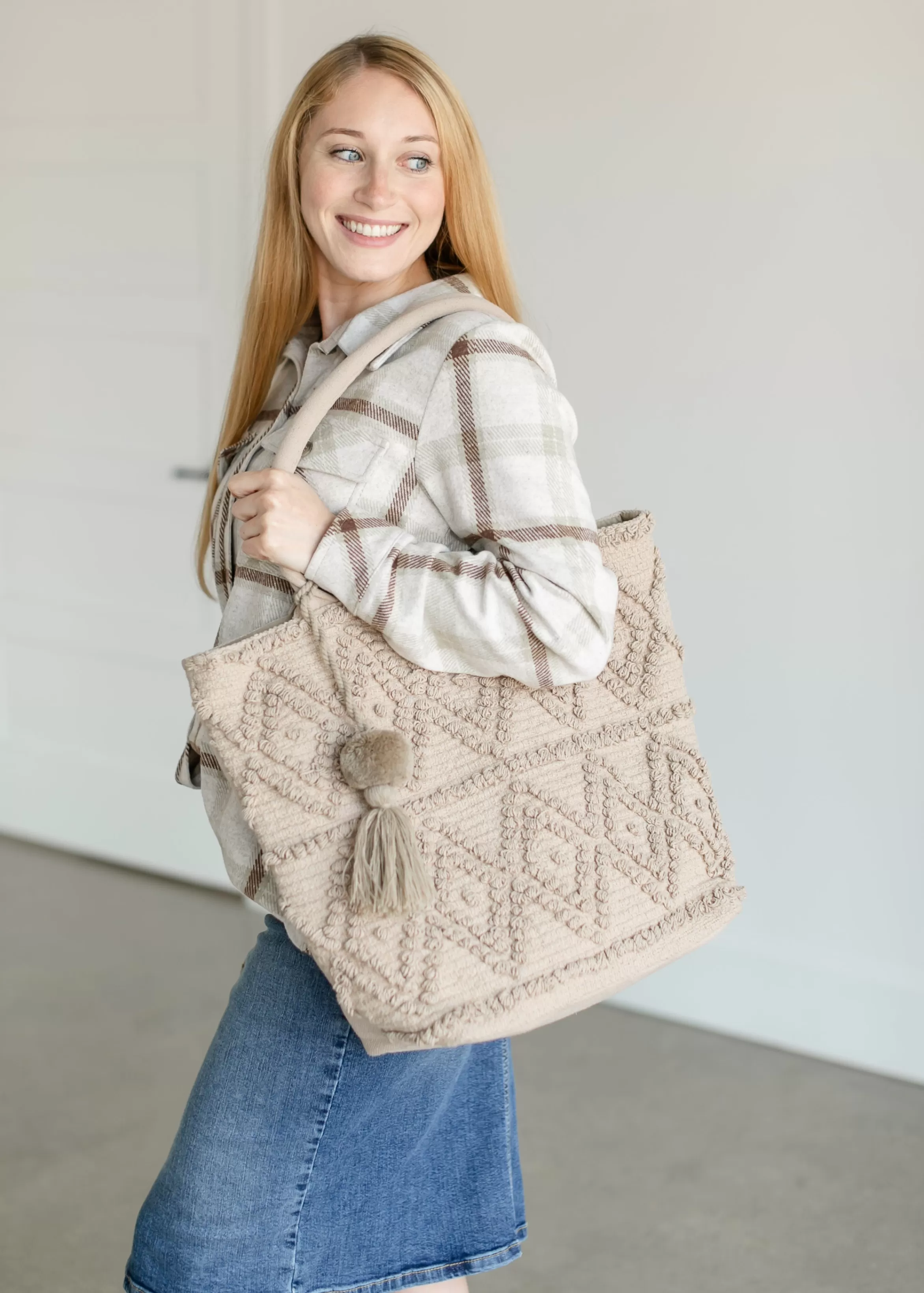 Panache Accessories Diamond Pattern Knit Tote Bag Outlet