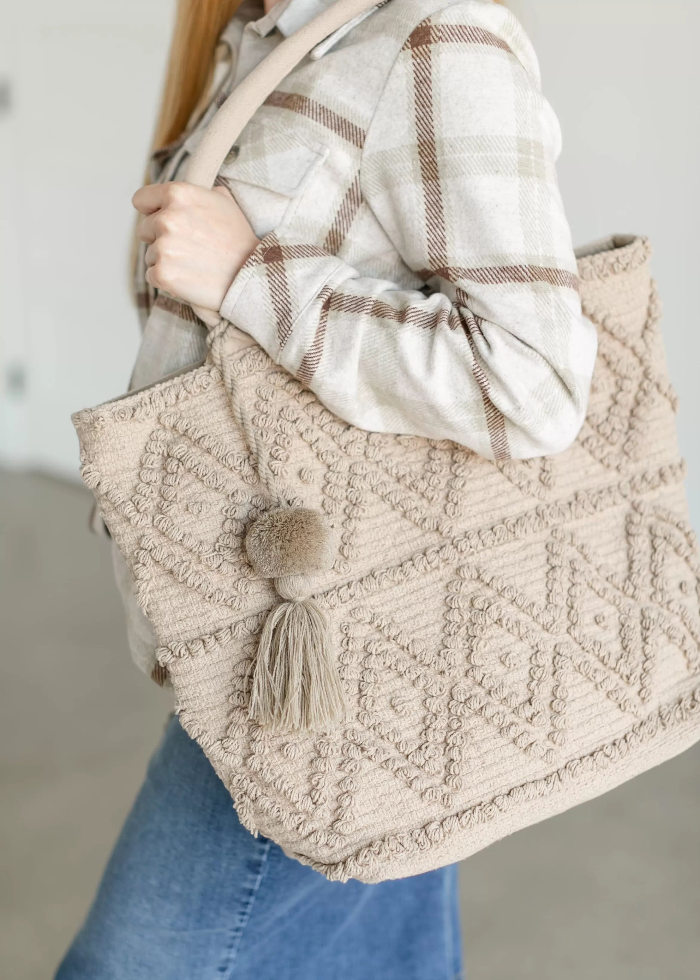Panache Accessories Diamond Pattern Knit Tote Bag Outlet
