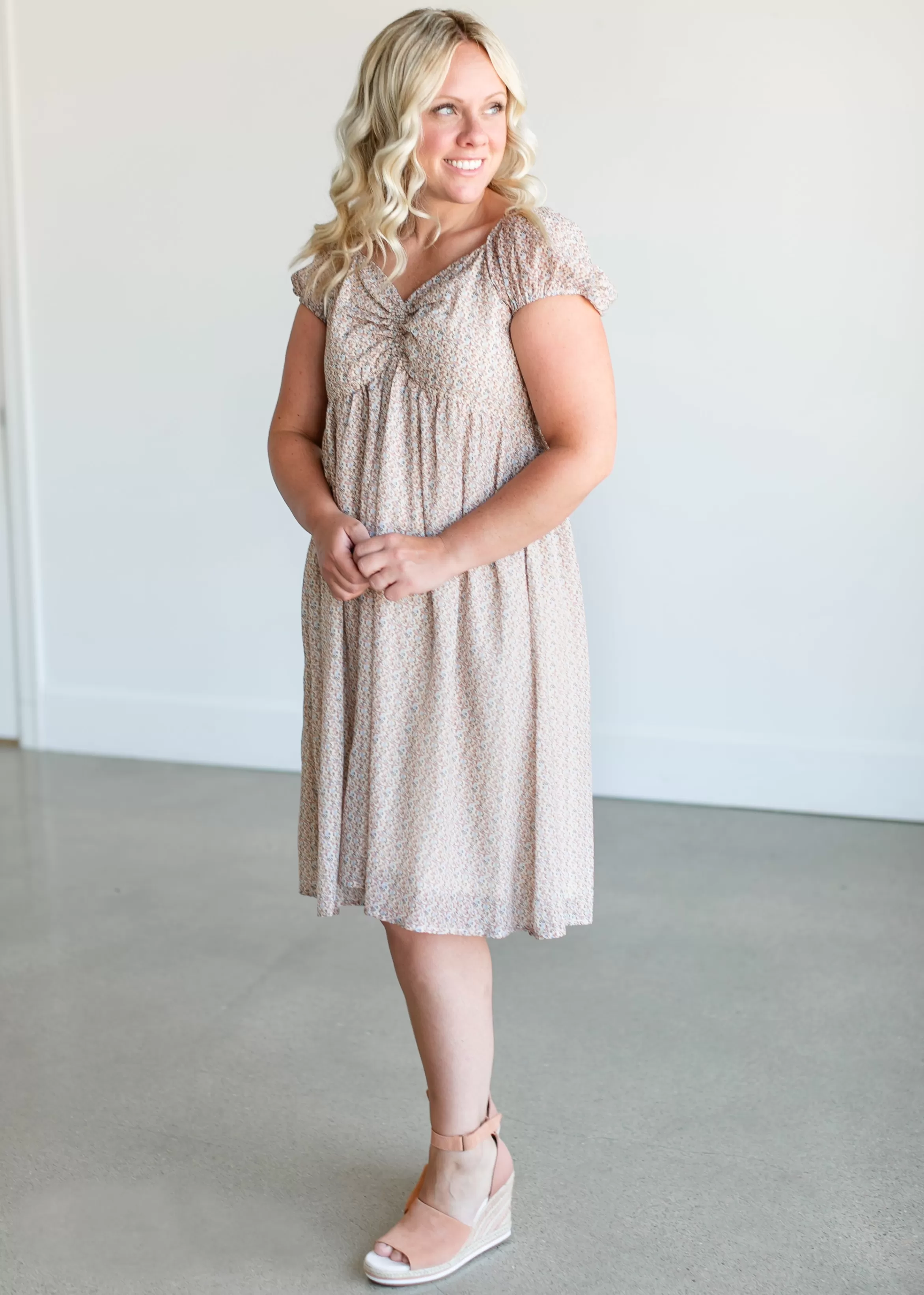 Mikarose Empire Waist Ditsy Floral Midi Dress Cheap