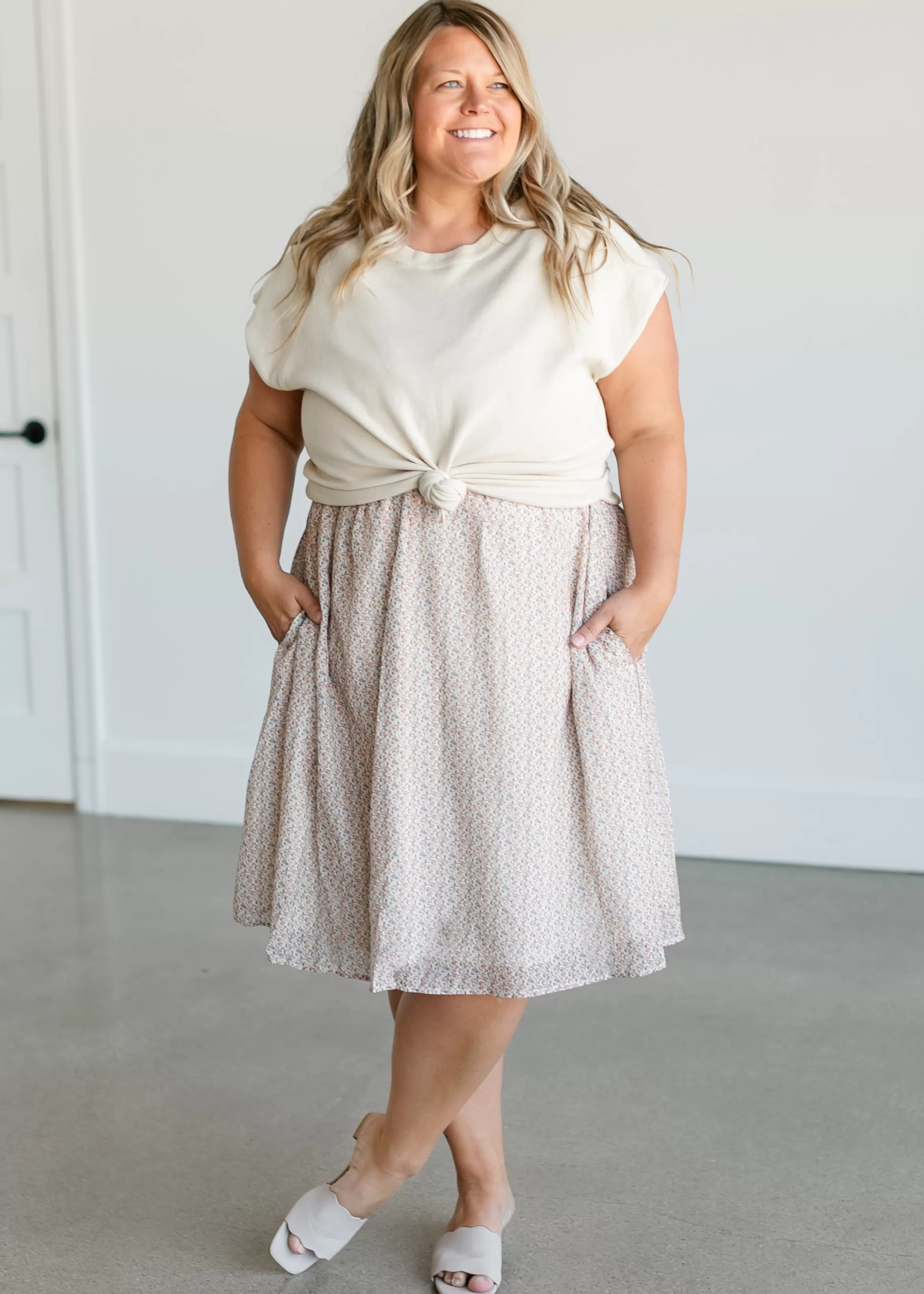 Mikarose Empire Waist Ditsy Floral Midi Dress Cheap