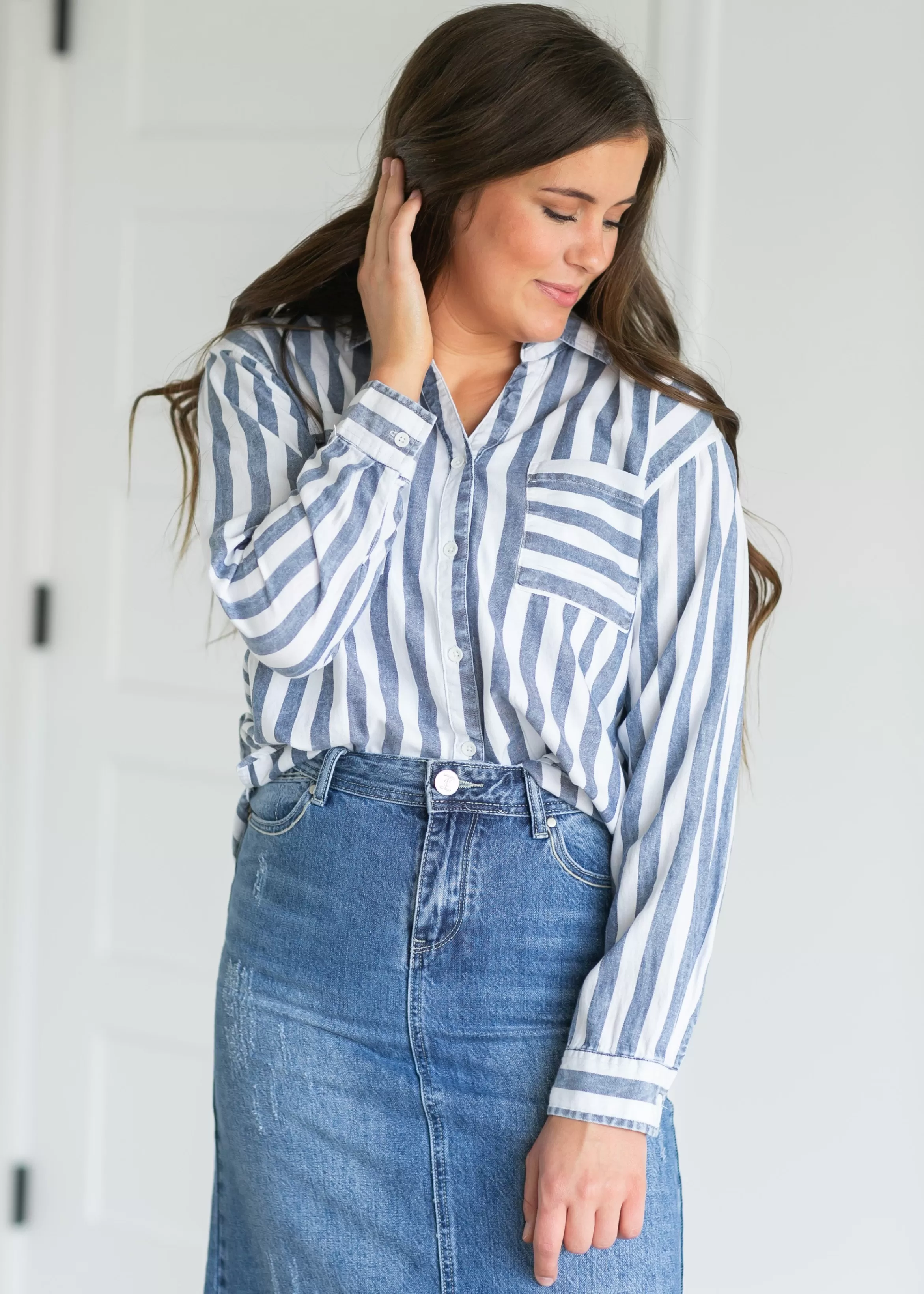 * Everly Midi Denim Skirt Discount