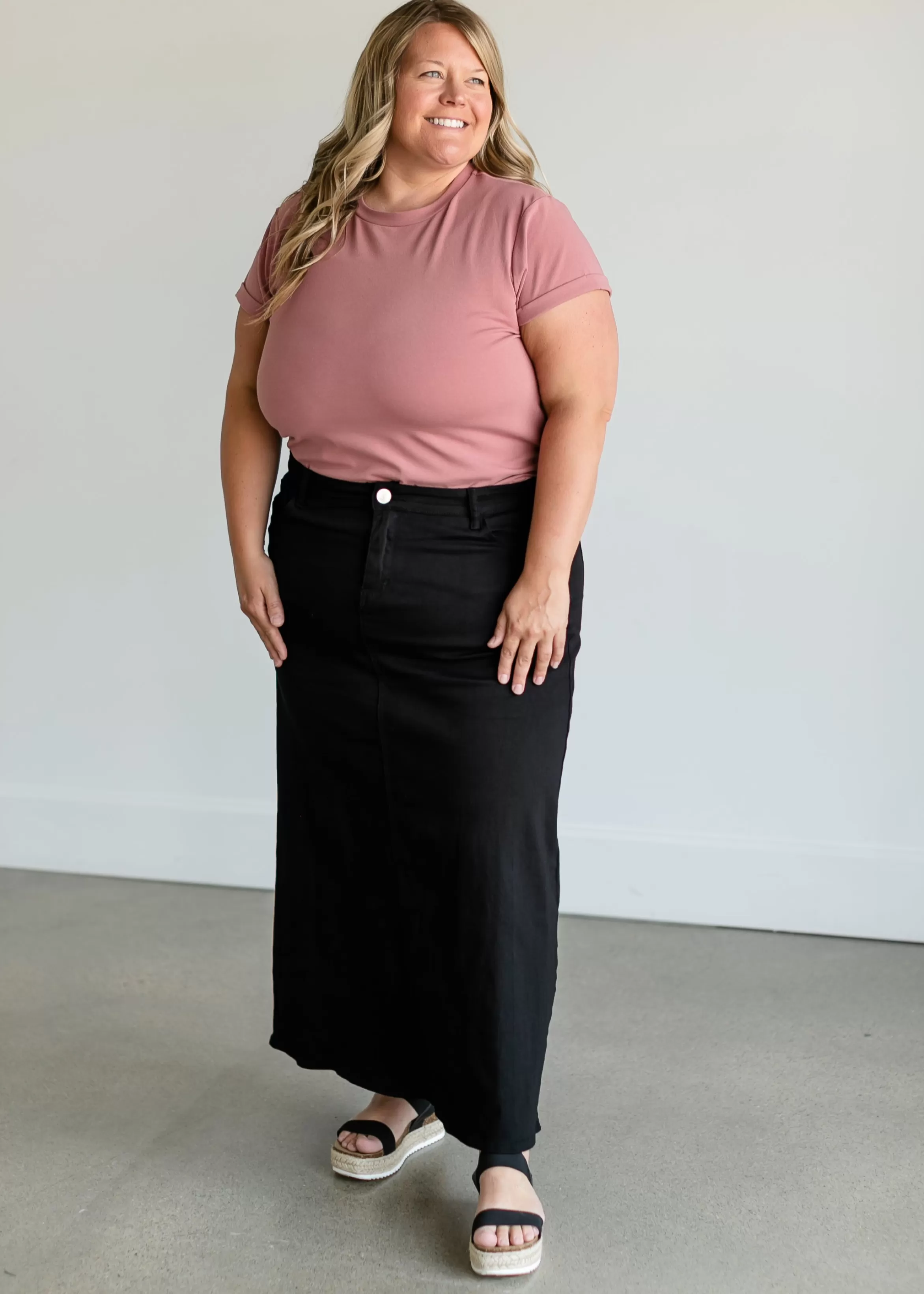 * Faith Black Long Denim Maxi Skirt Store