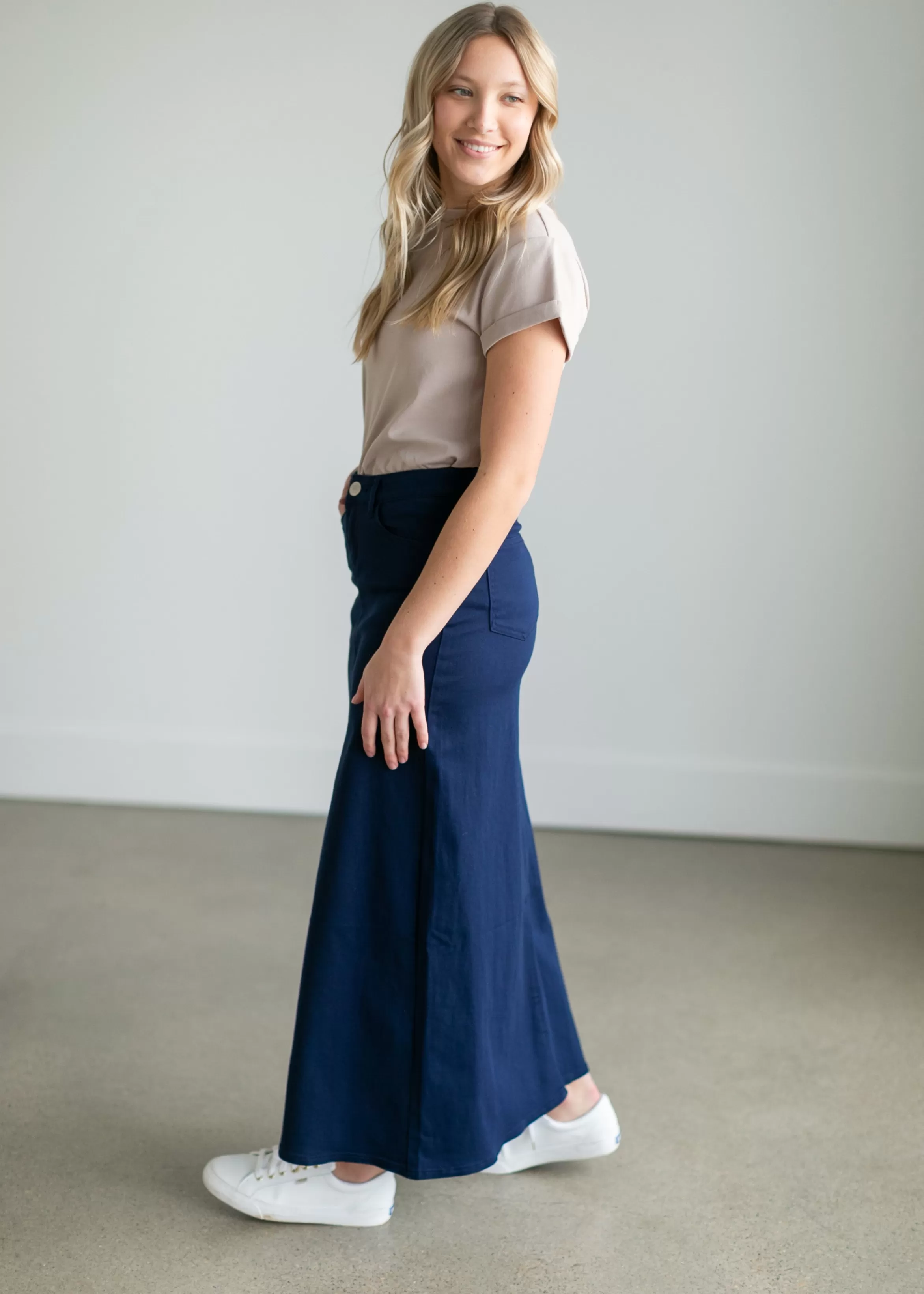 * Faith Navy Long Denim Maxi Skirt Cheap