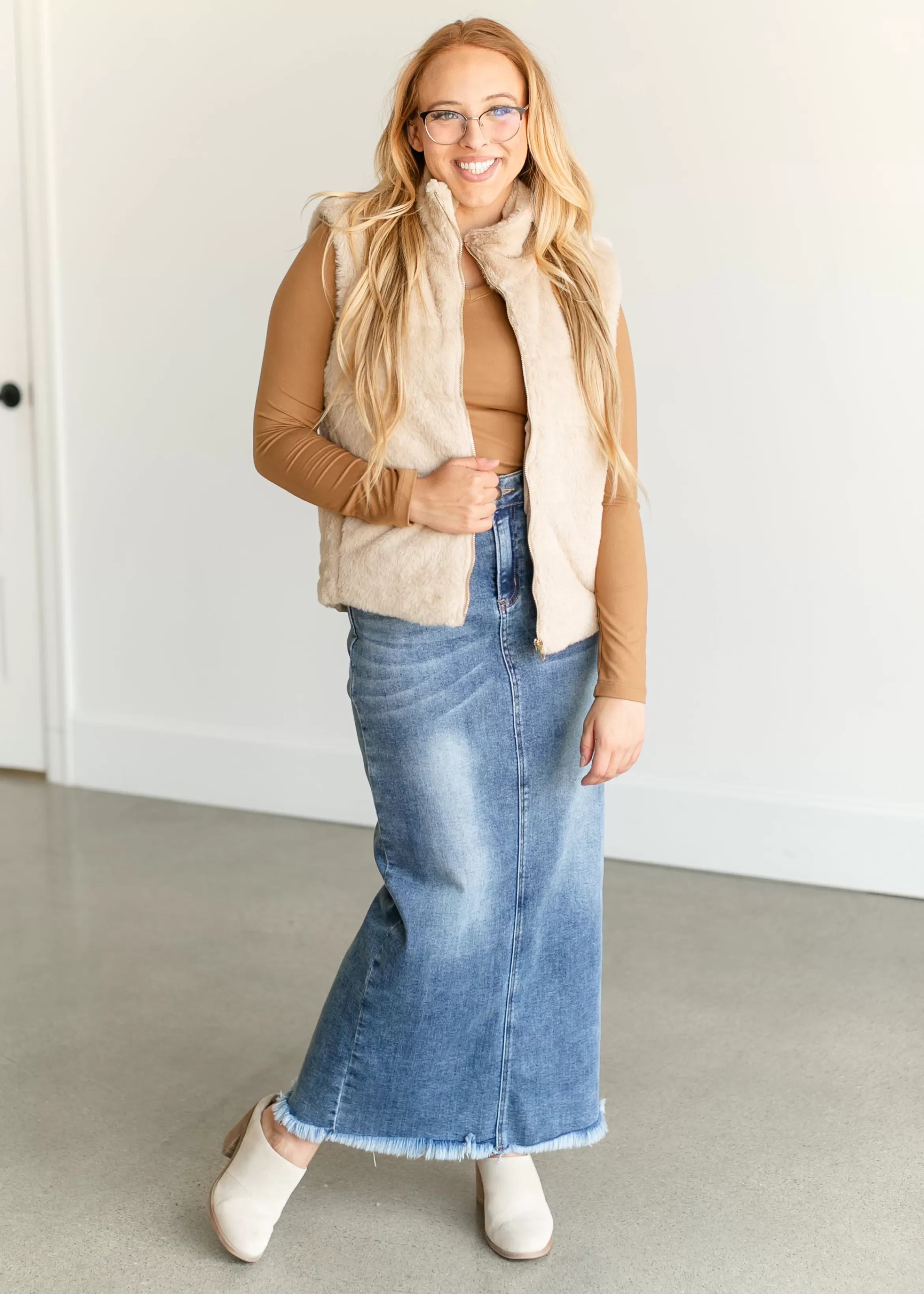 Staccato Faux Fur Full Zip Puffer Vest Clearance