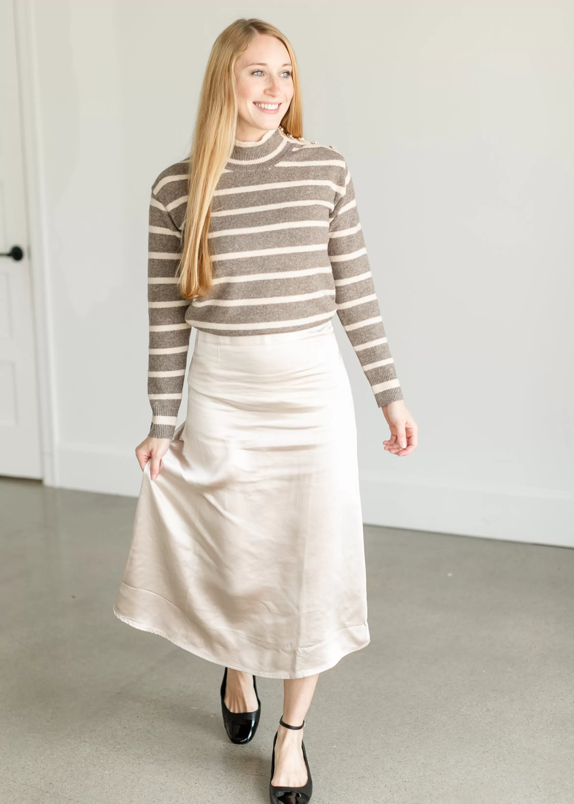 Heartloom Fink Striped Mockneck Sweater Cheap