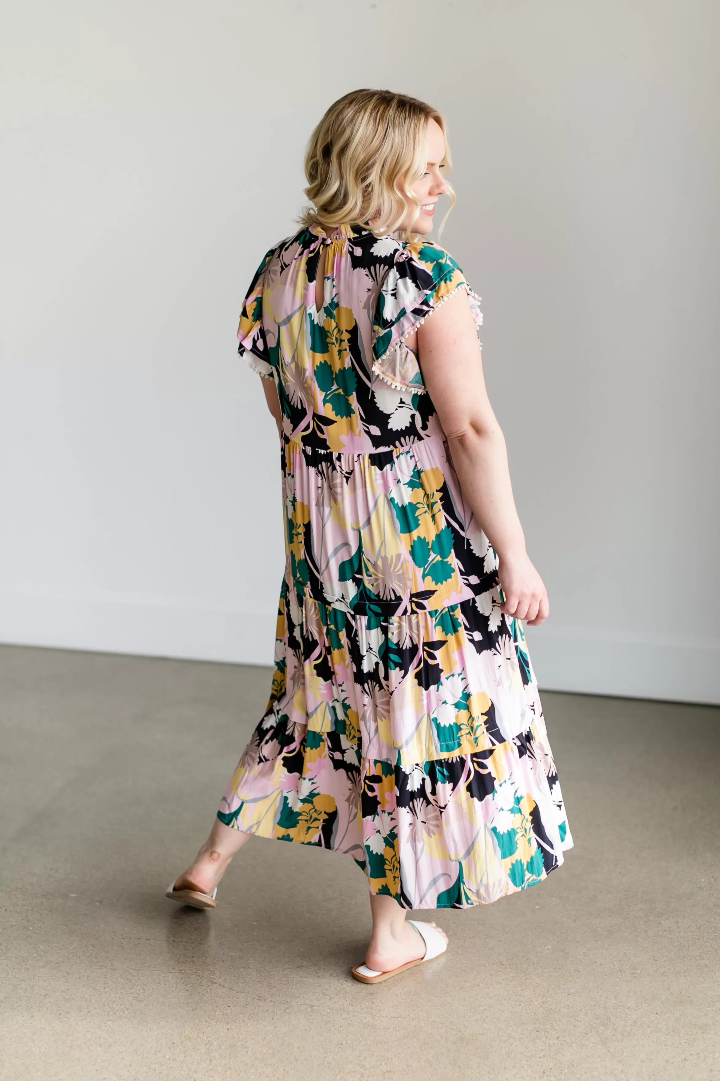 THML Floral Butterfly Sleeve Tiered Maxi Dress Store