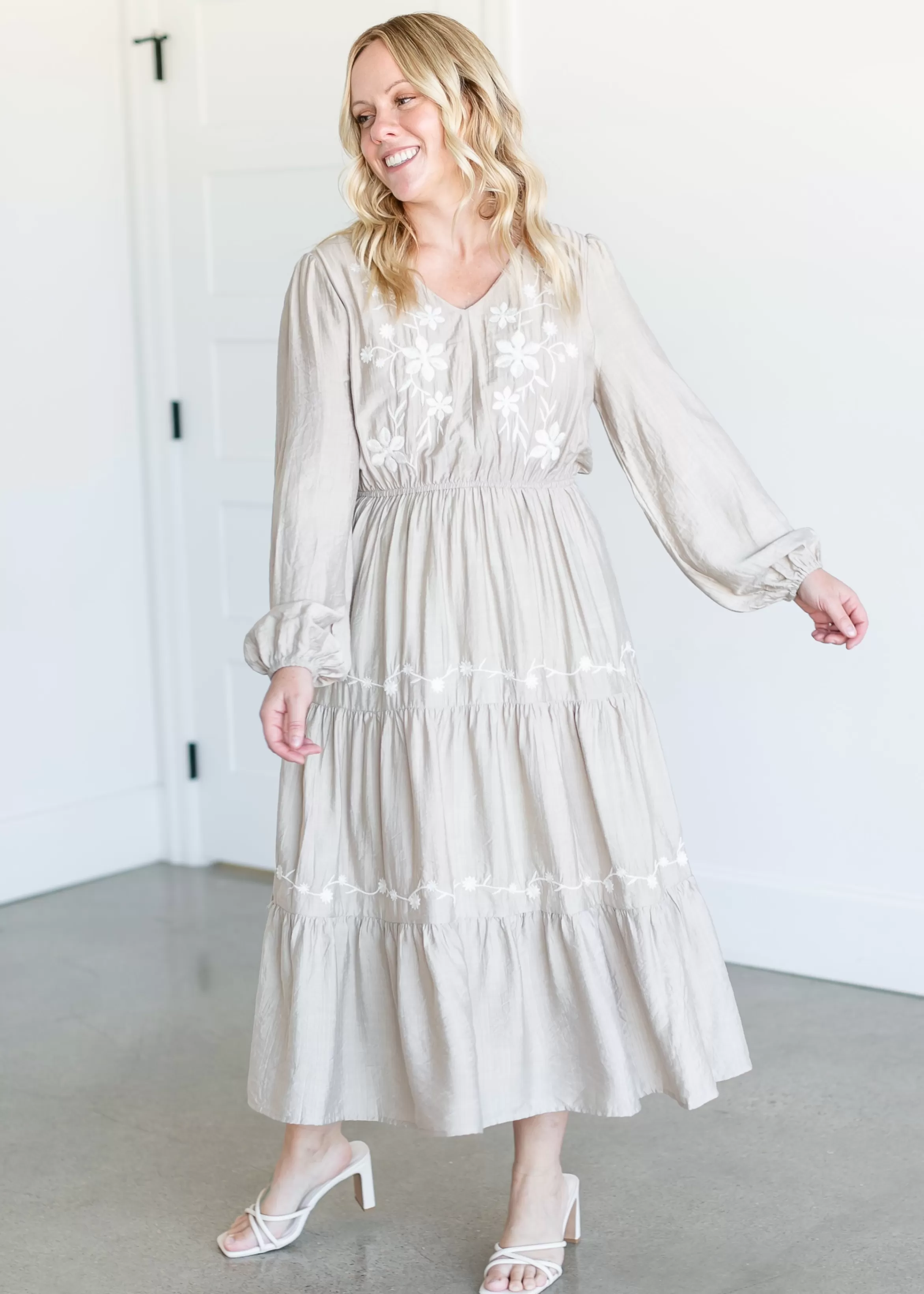 Hayden Floral Crochet Detailed Long Sleeve Dress Fashion