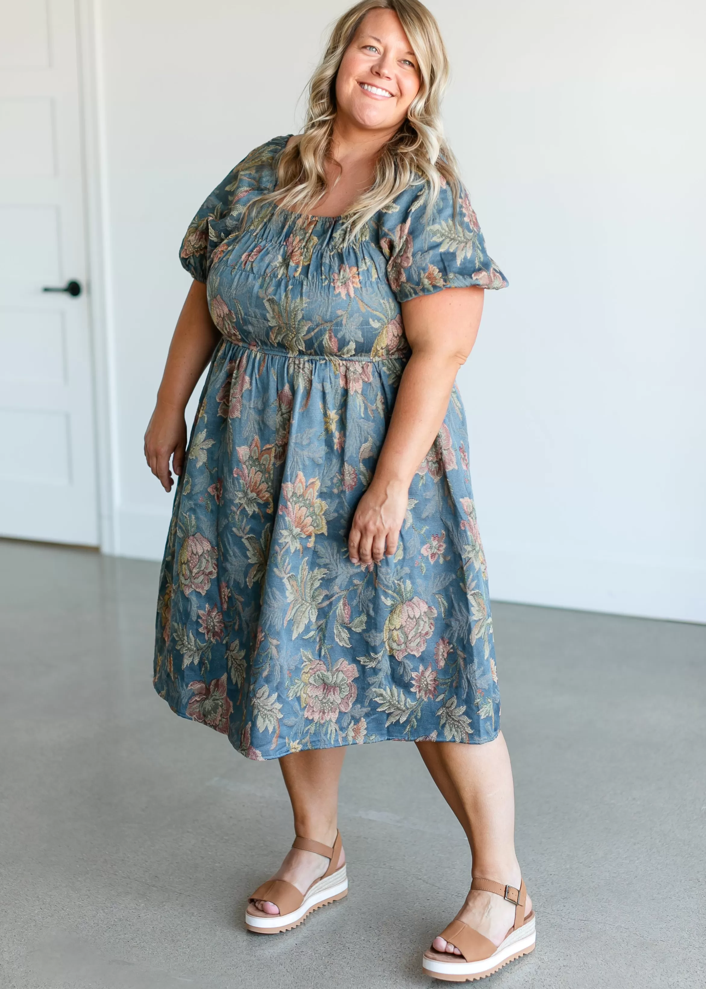 Polagram + BaeVely Floral Jacquard Midi Dress Discount