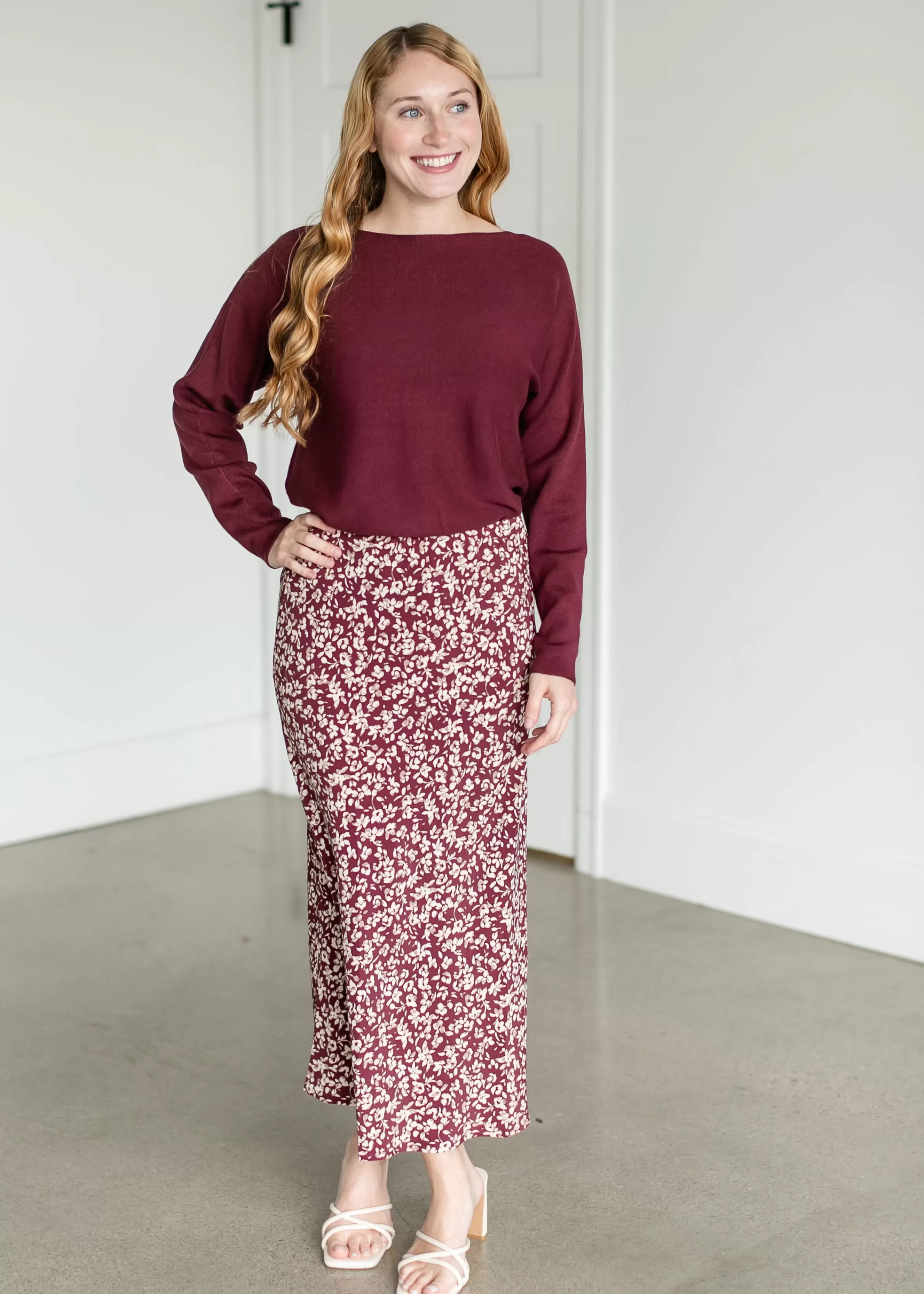 Be Cool Floral Midi Slip Skirt Clearance