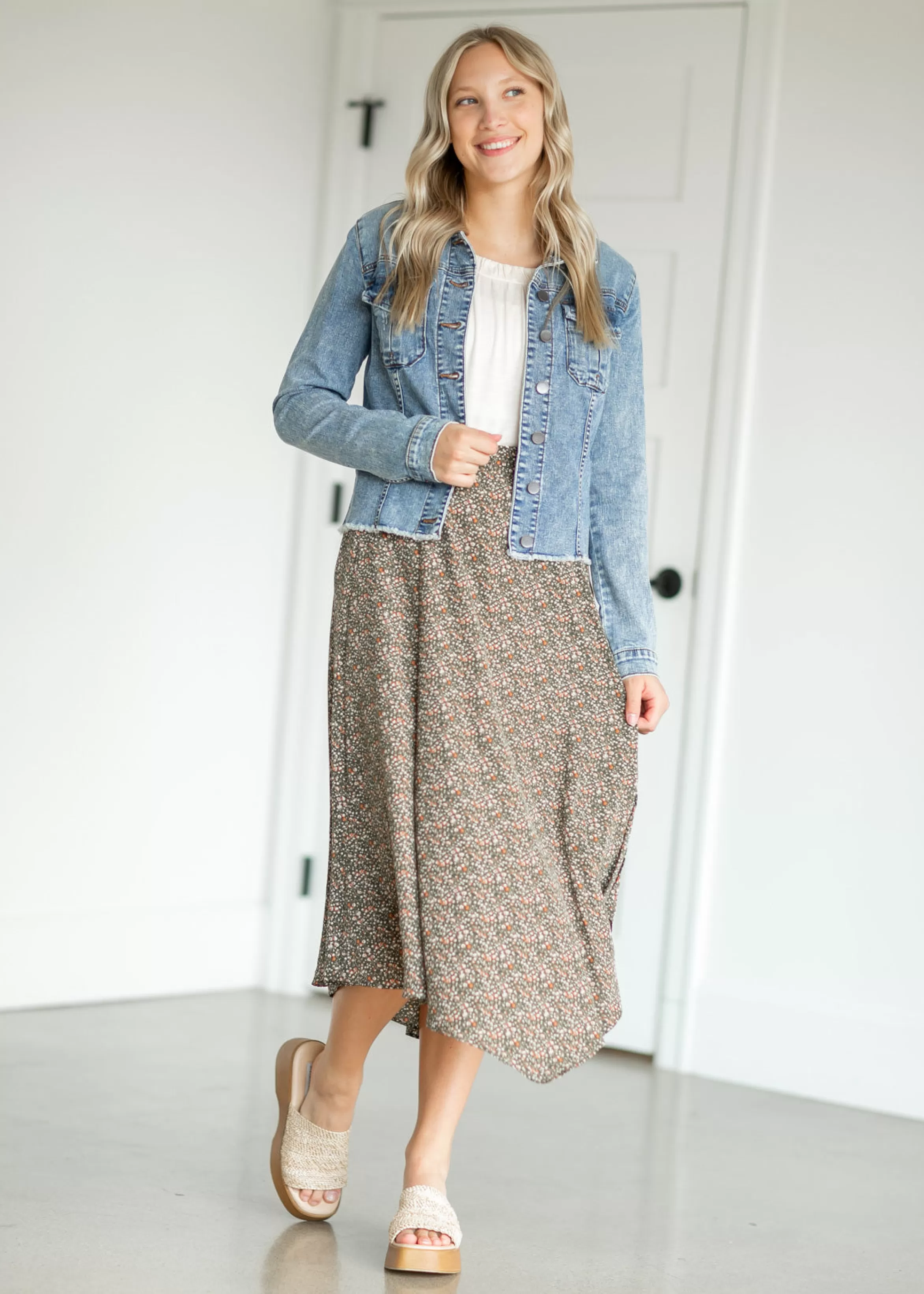 Wishlist Floral Print Handkerchief Midi Skirt Outlet