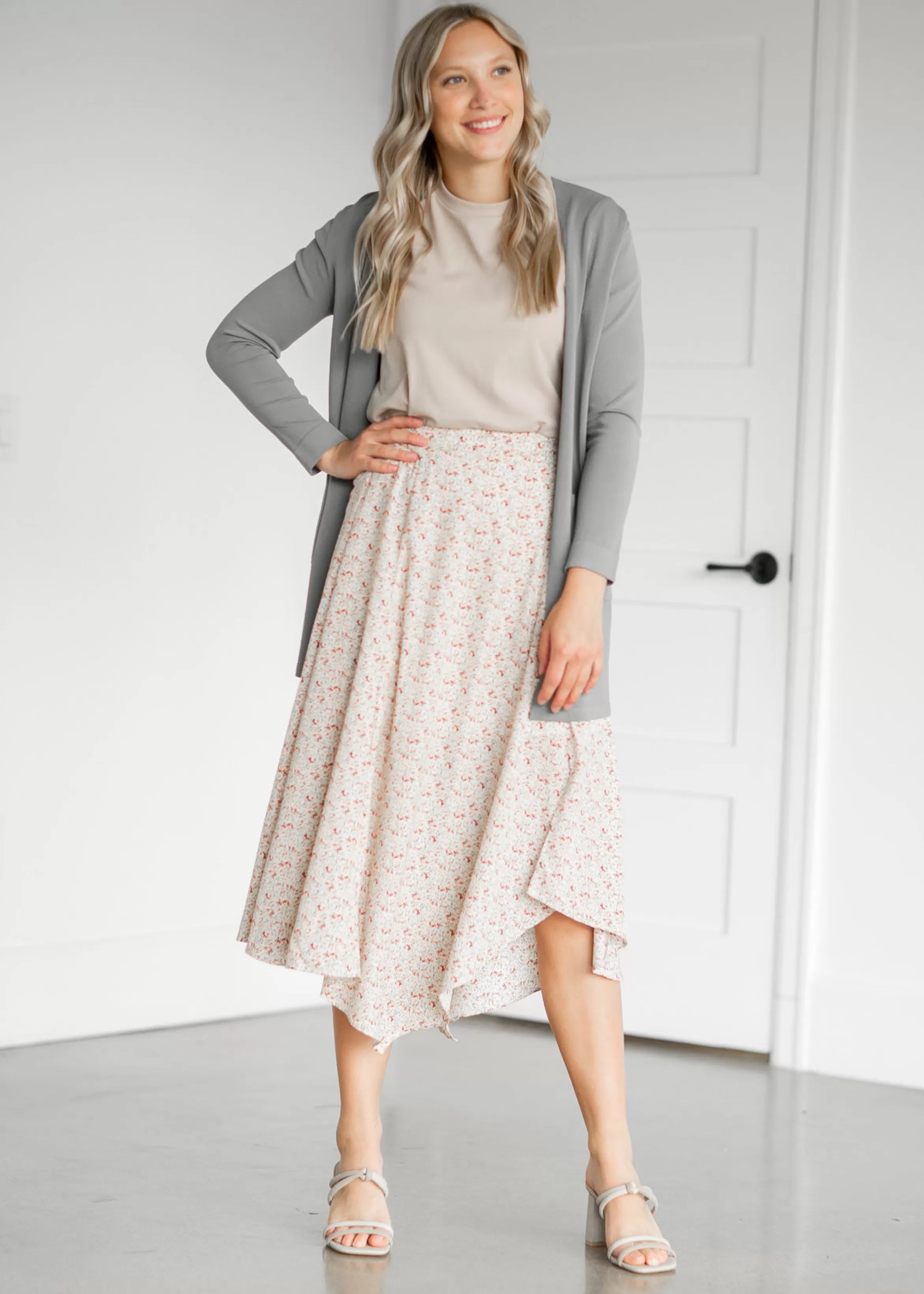 Wishlist Floral Print Handkerchief Midi Skirt Outlet