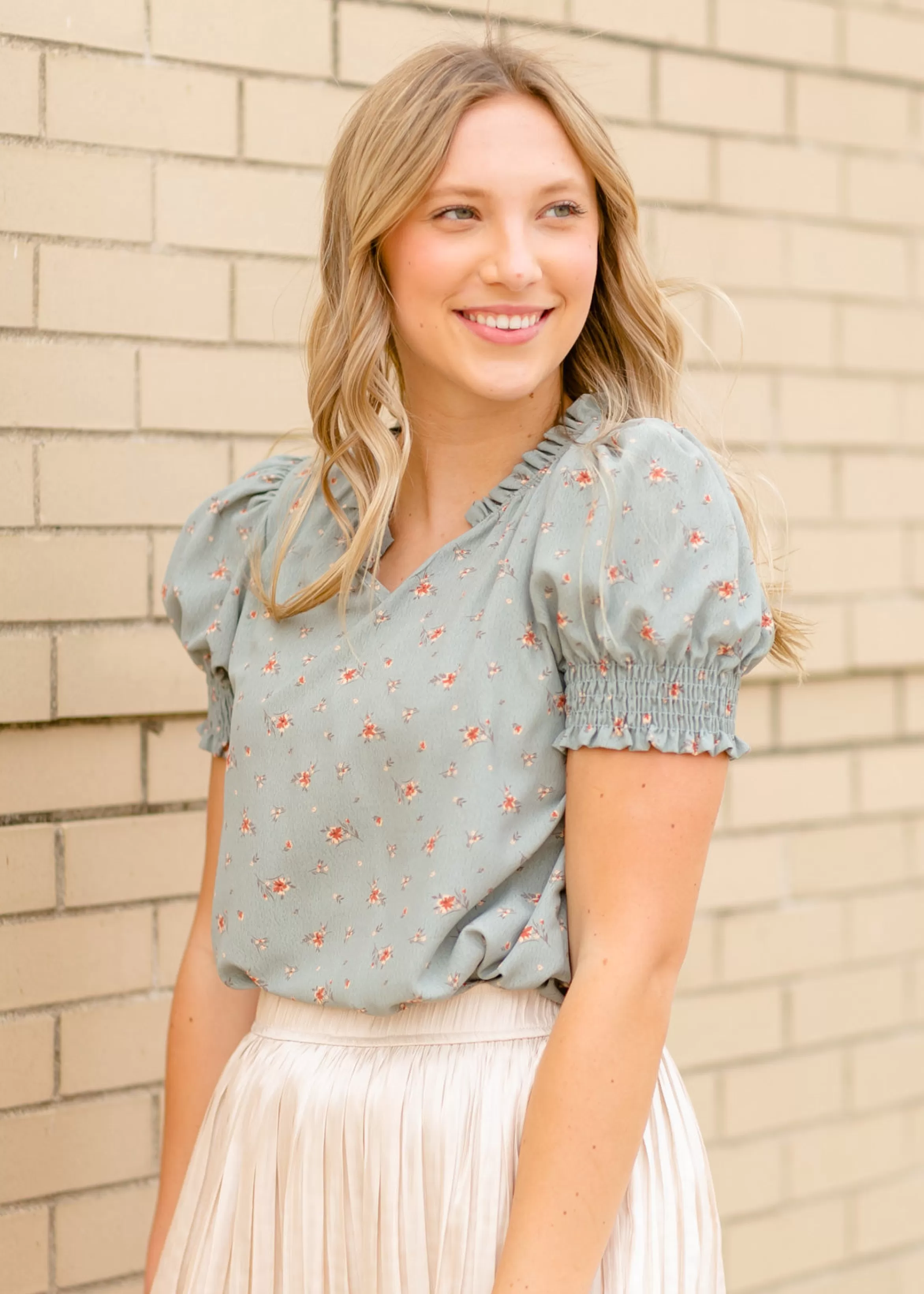 Les Amis Floral Puff Sleeve Top Hot