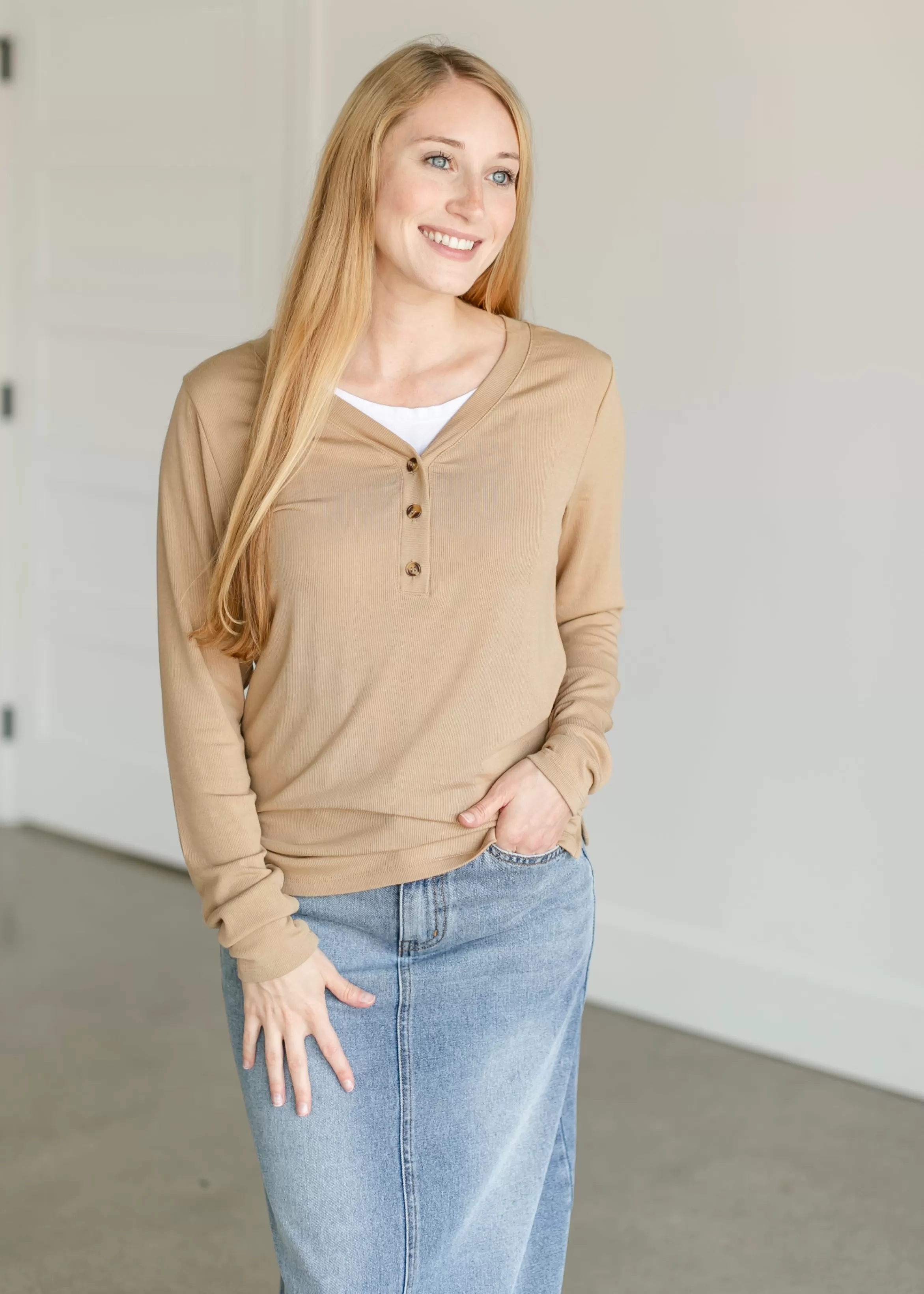 Thread & Supply Frankie Fine Knit Half Button Top Clearance