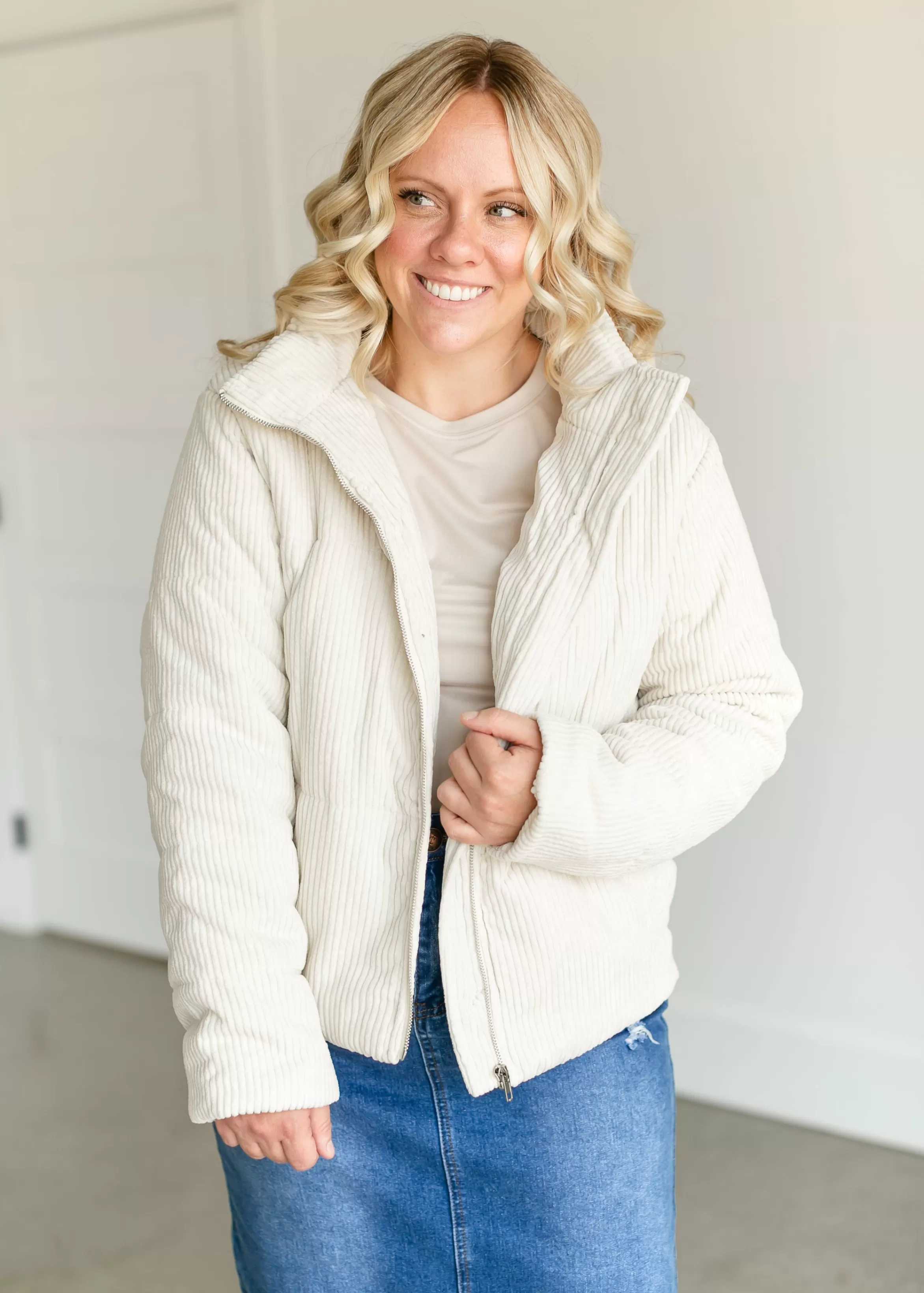 Staccato Full Zip Corduroy Puffer Jacket Best Sale