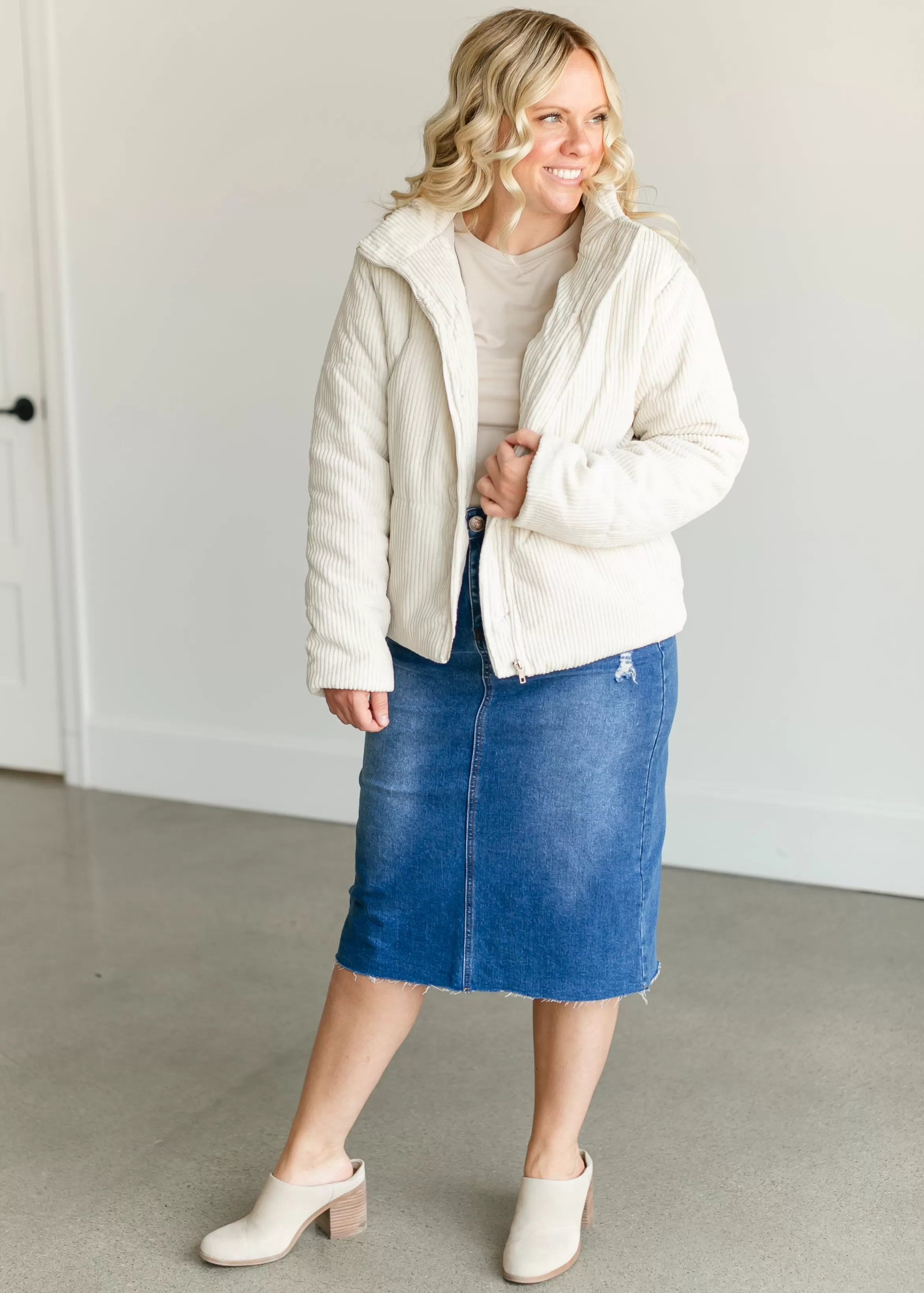 Staccato Full Zip Corduroy Puffer Jacket Best Sale