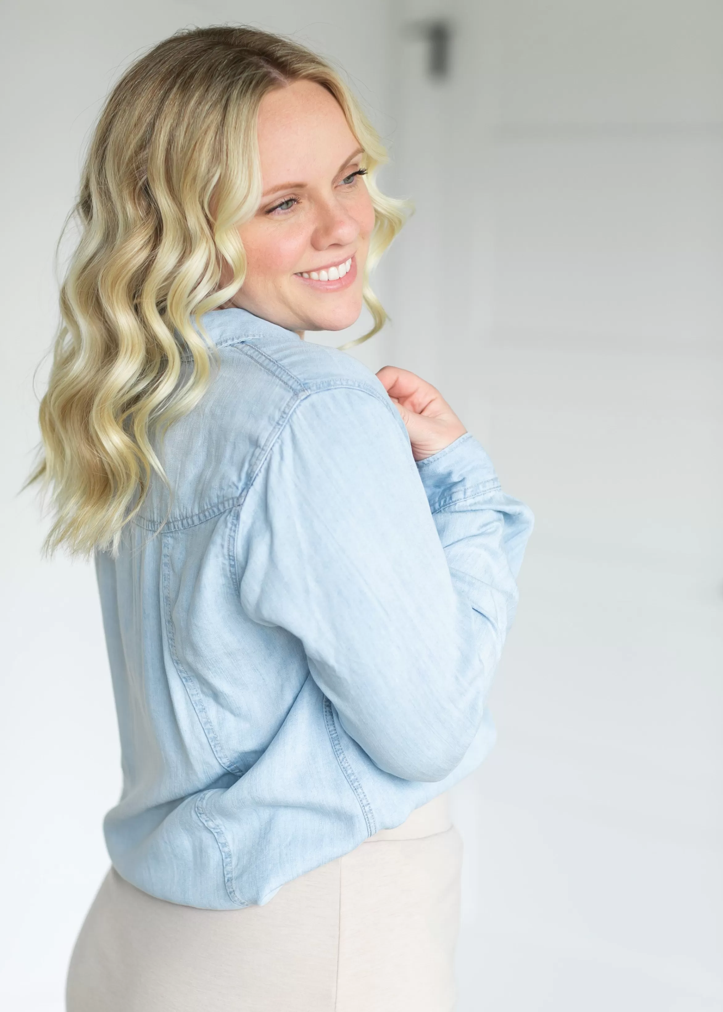 Thread & Supply Ginger Relaxed Fit Chambray Button Down Top Outlet