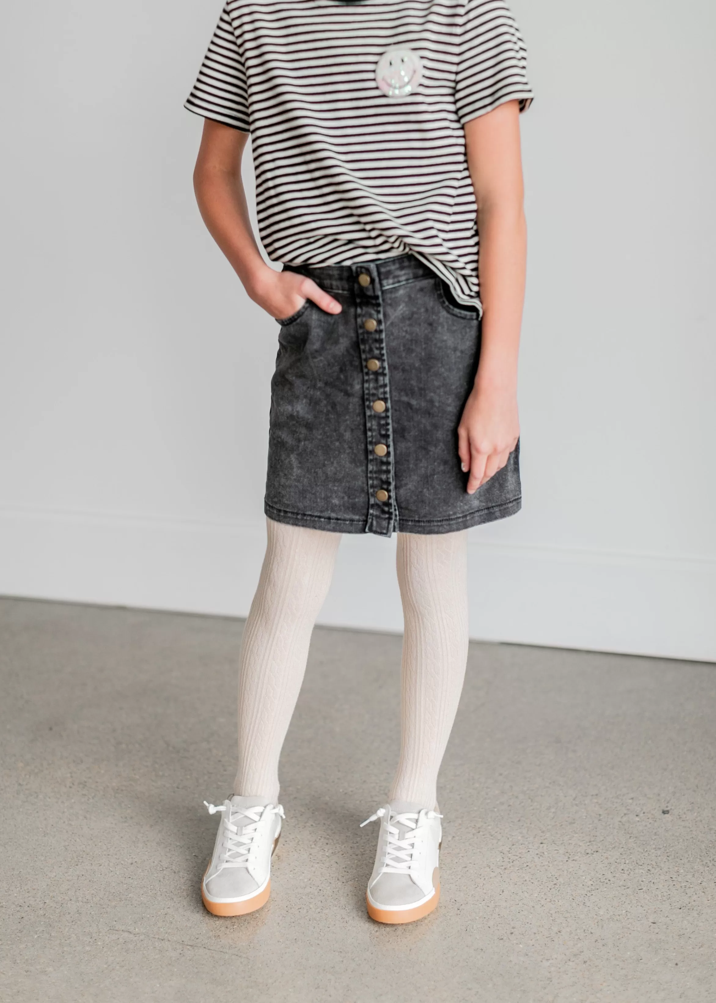 Hayden Girls Black Button Front Denim Skirt Online