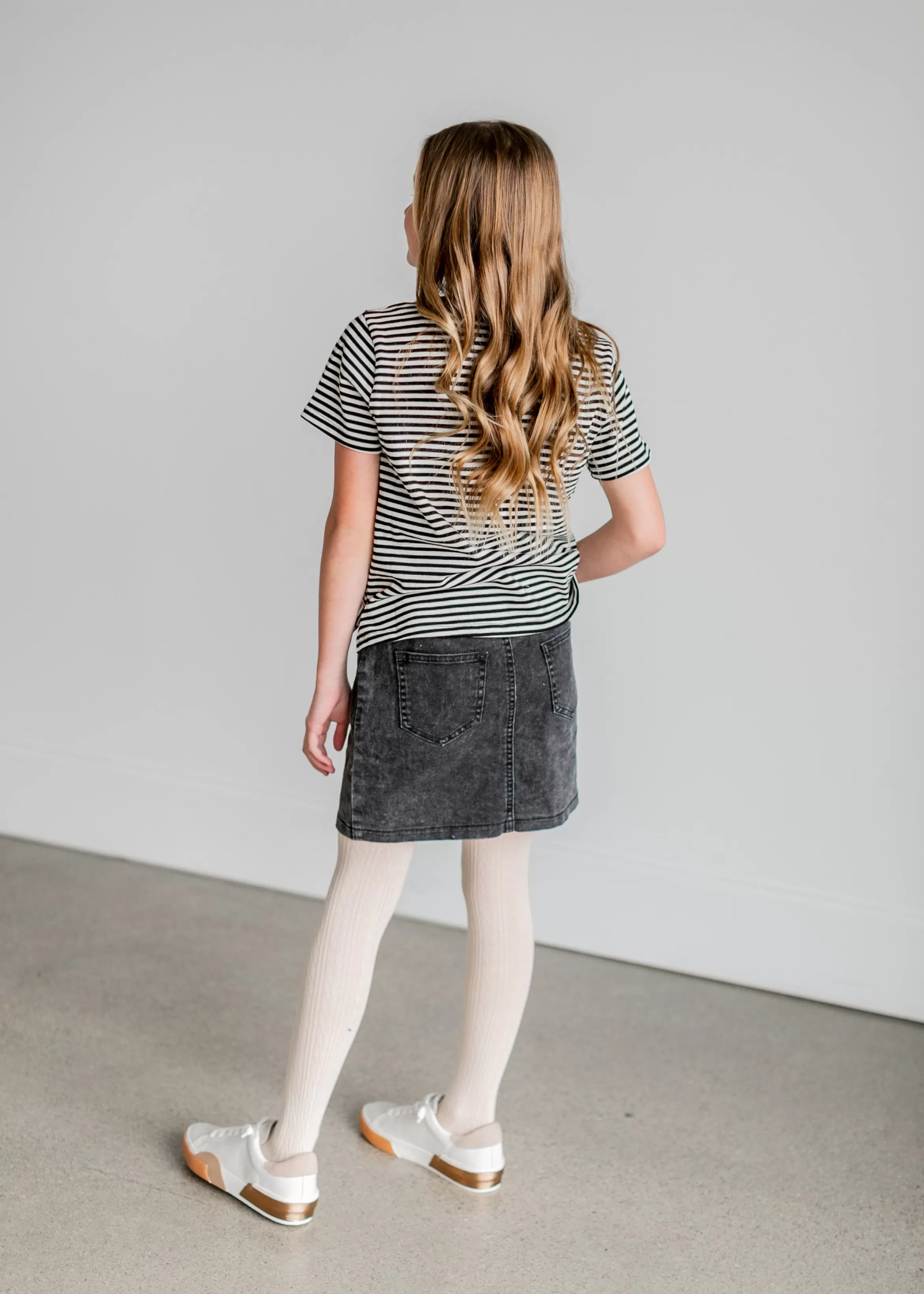 Hayden Girls Black Button Front Denim Skirt Online