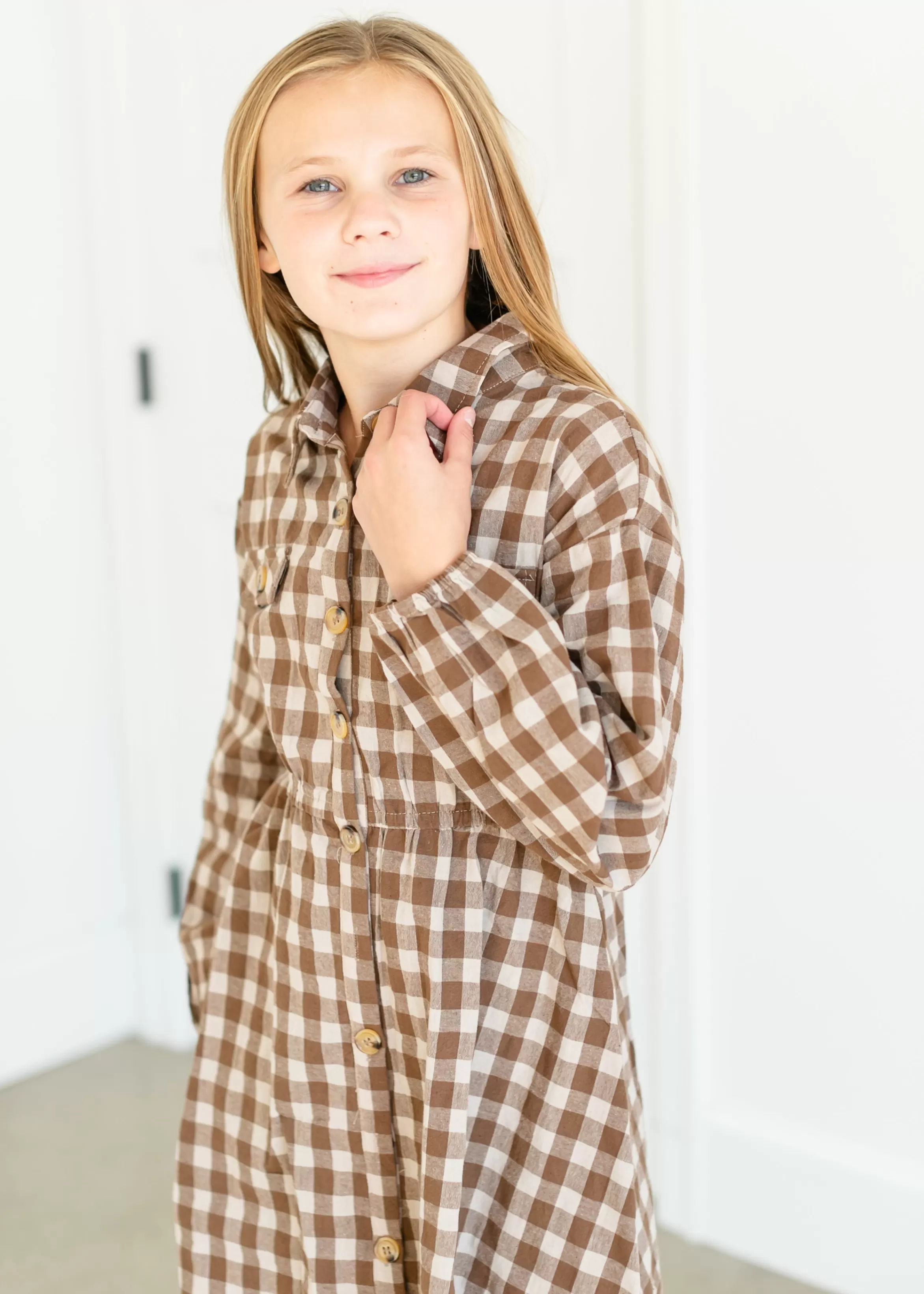 Hayden Girls Gingham Print Button Up Dress Best Sale