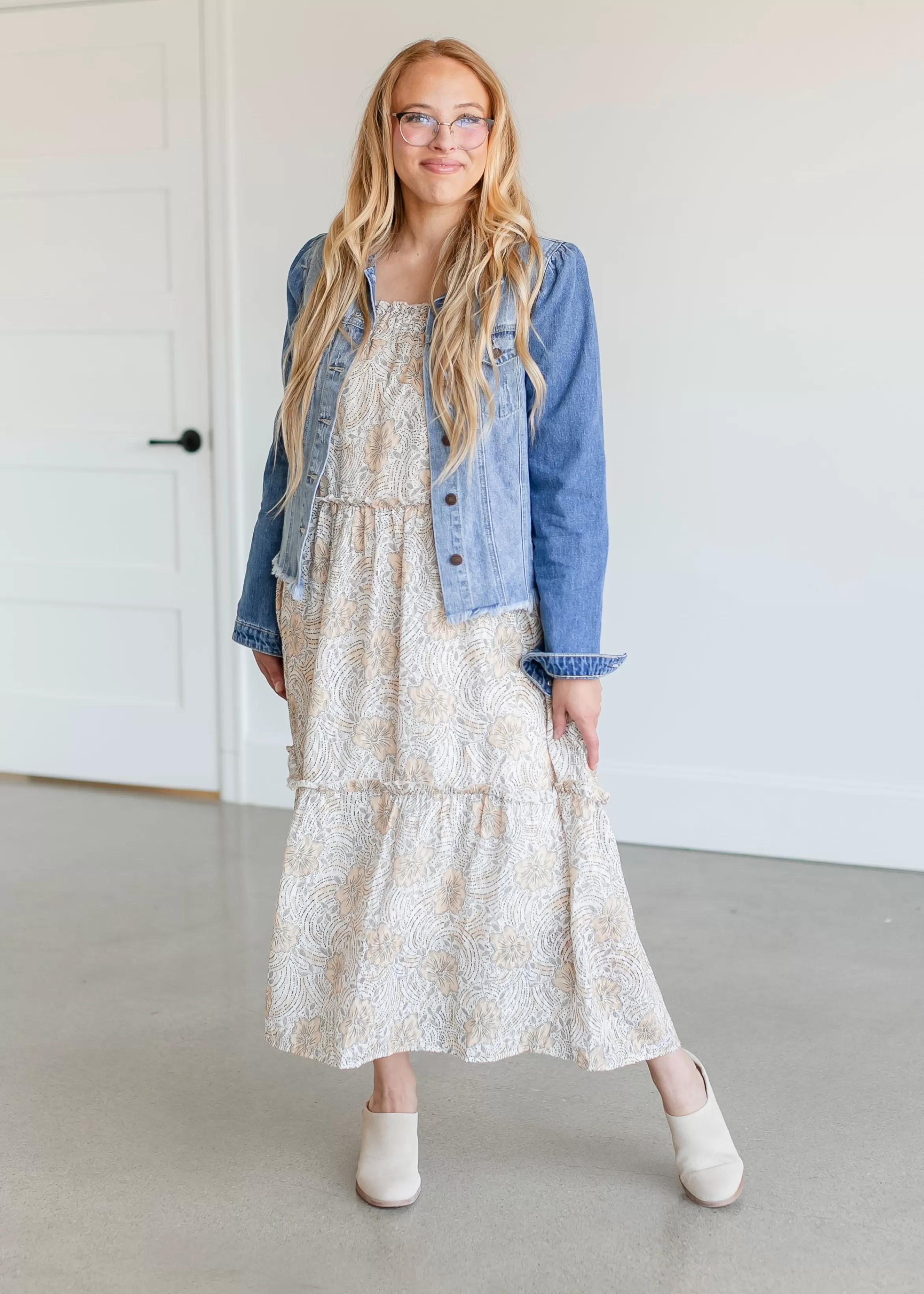 Sadie & Sage Golden Floral Tiered Maxi Dress Clearance