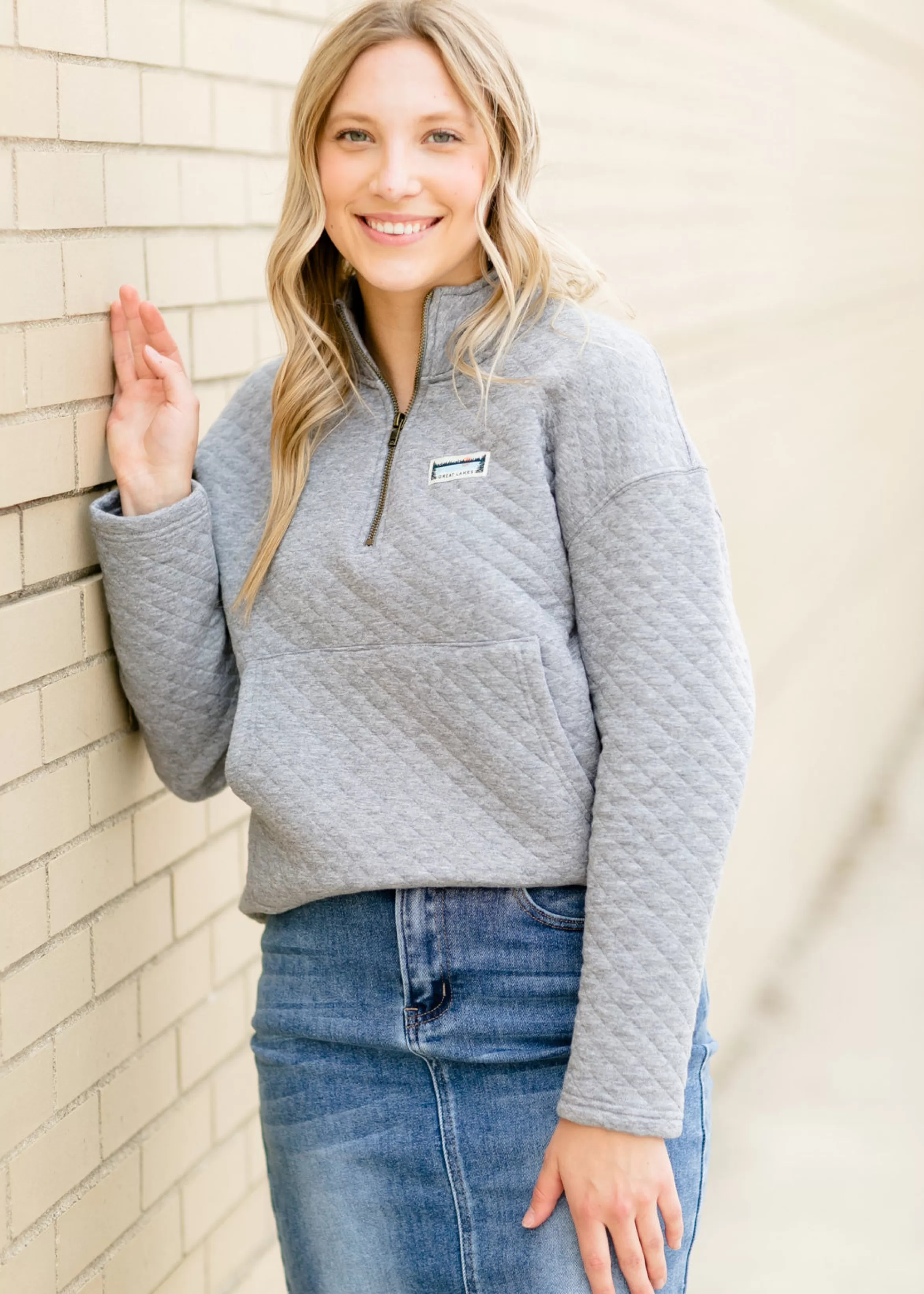 Great Lakes Quilted Quarter Zip Pullover Discount