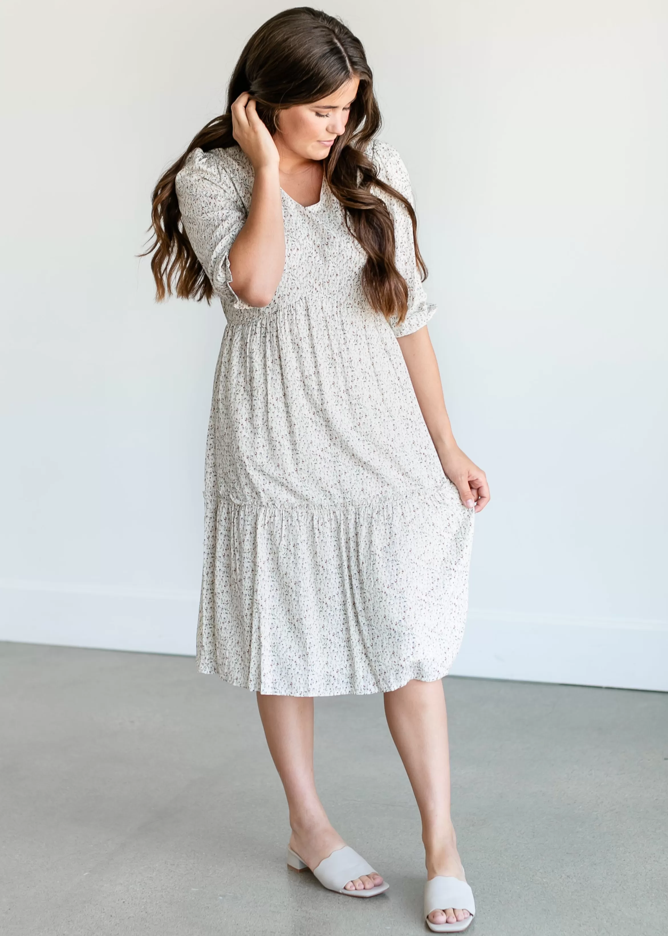 Mikarose Half Sleeve Ditsy Floral Midi Dress Store