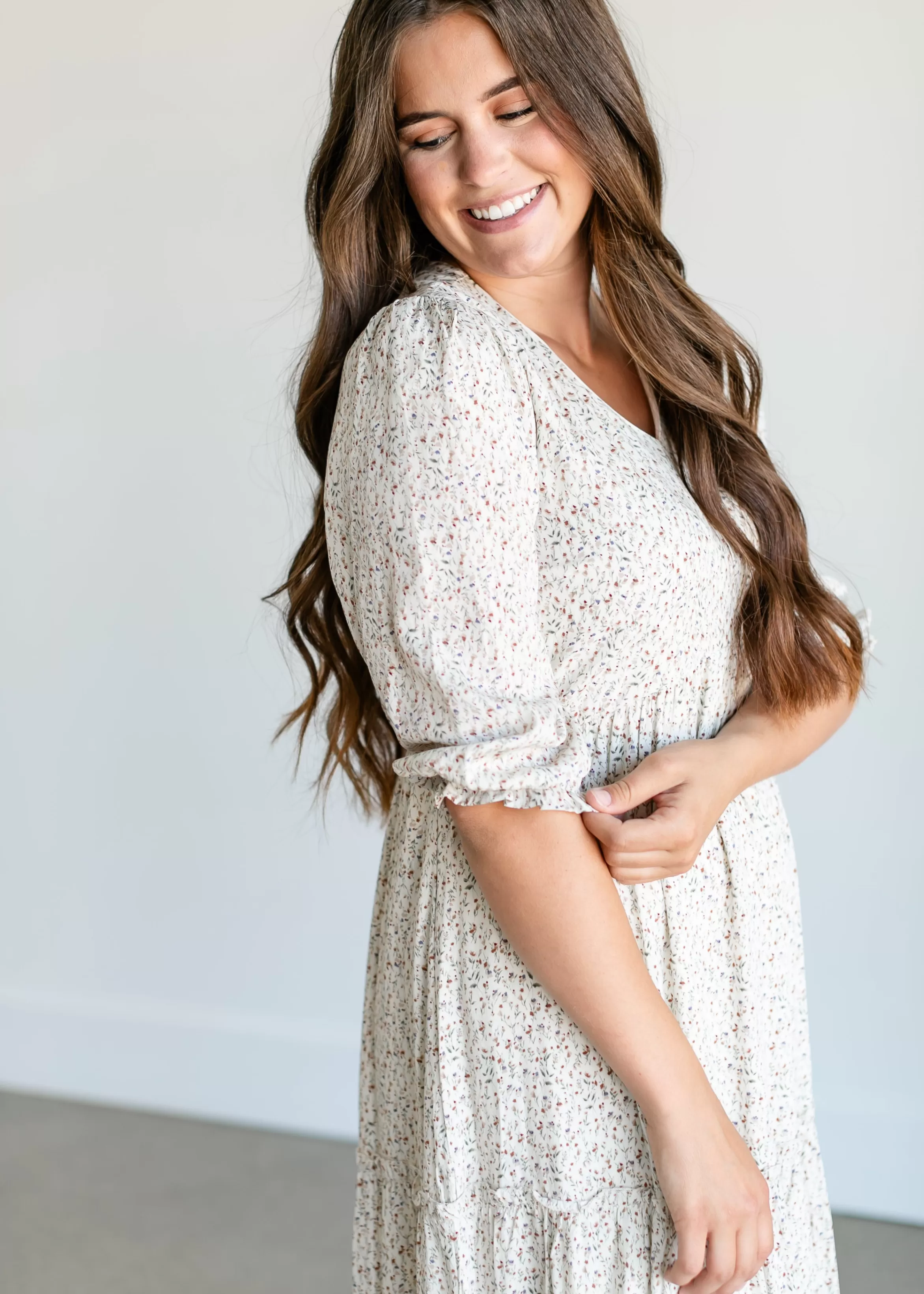 Mikarose Half Sleeve Ditsy Floral Midi Dress Store